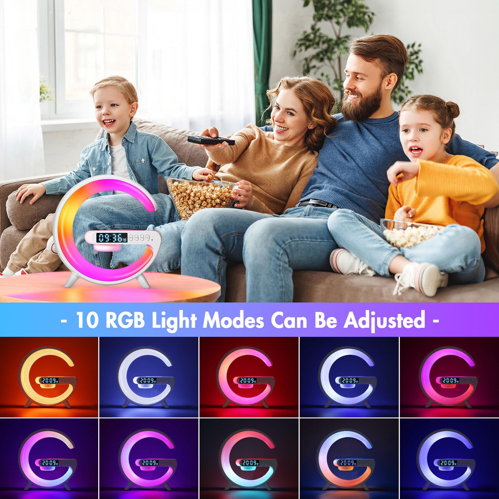 Blingbin Wireless Charger Atmosphere Lamp, Mini LED Table Lamp with Bluetooth Speaker, Dimmable Night Light, White-Mini, FBA-35CA-4399864