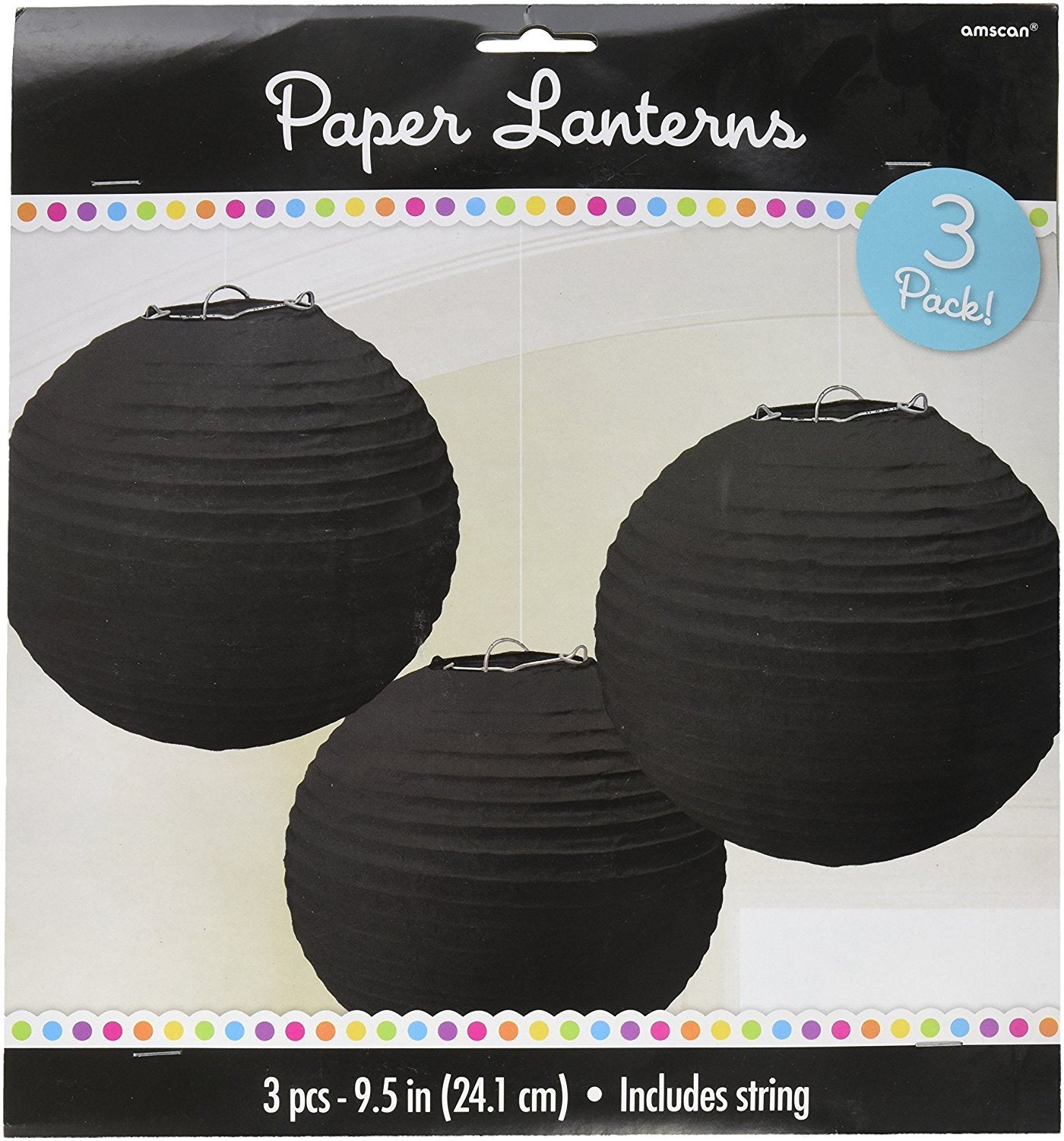 Amscan 3 Count Black Paper Lanterns