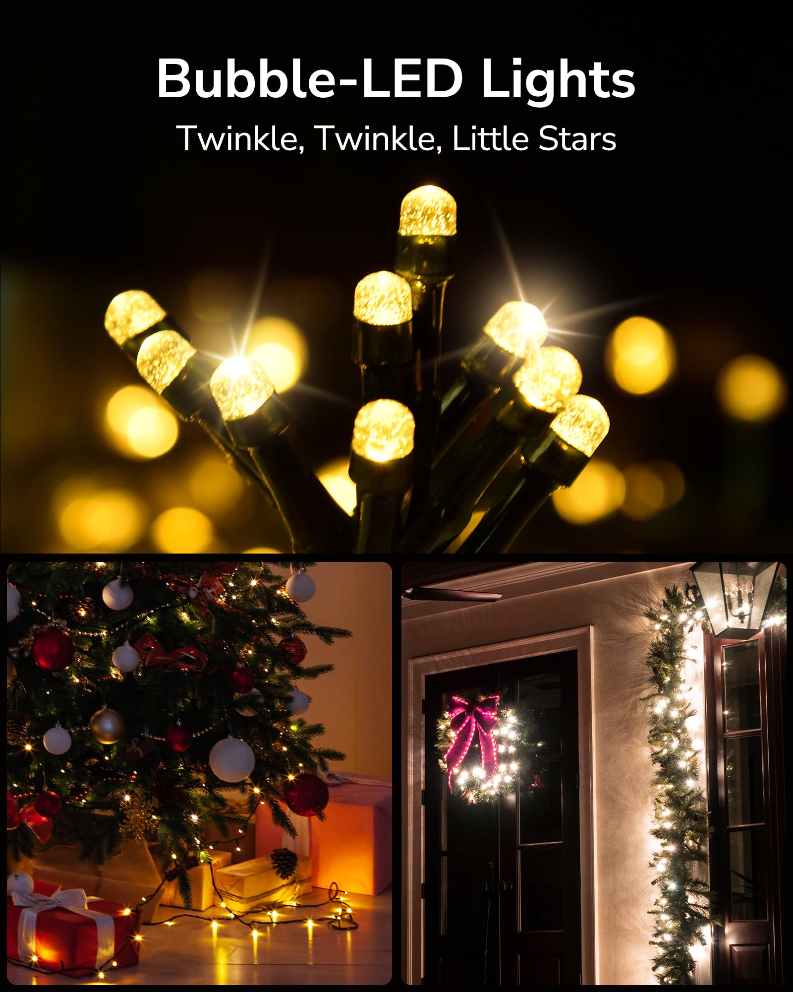 Ulg Upgraded 2-Pack 152Ft 400 Led Christmas String Lights, Extendable Waterproof Fairy Lights With Memory Function, 8 Modes, Bub