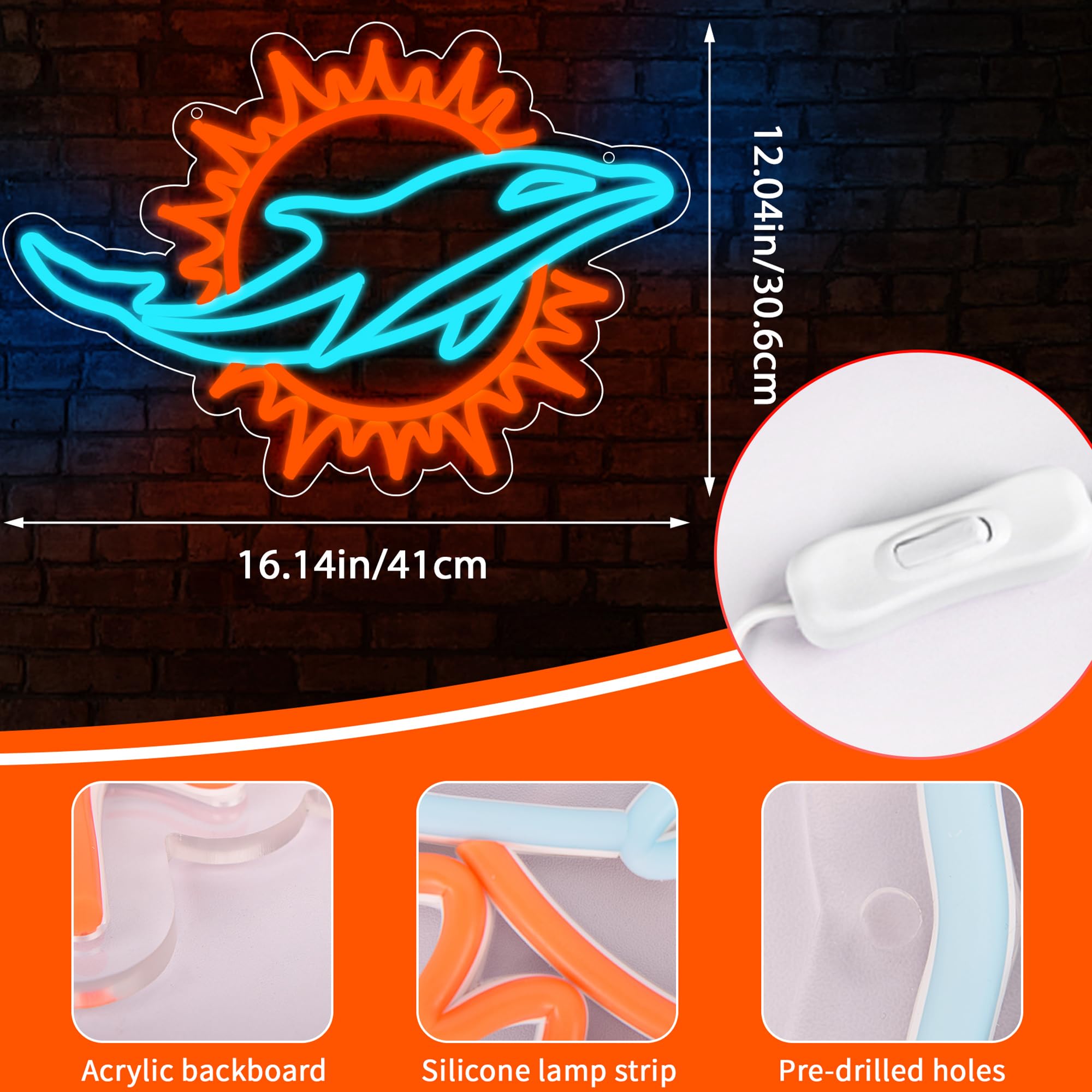 Football Neon Sign For Wall Decor Football Led Neon Light For Man Cave Birthday Gifts For Rugby Fans Ice Blue Light Sign For Party Club Bar Dorm Size16.1 * 12Inch(Zyld118)