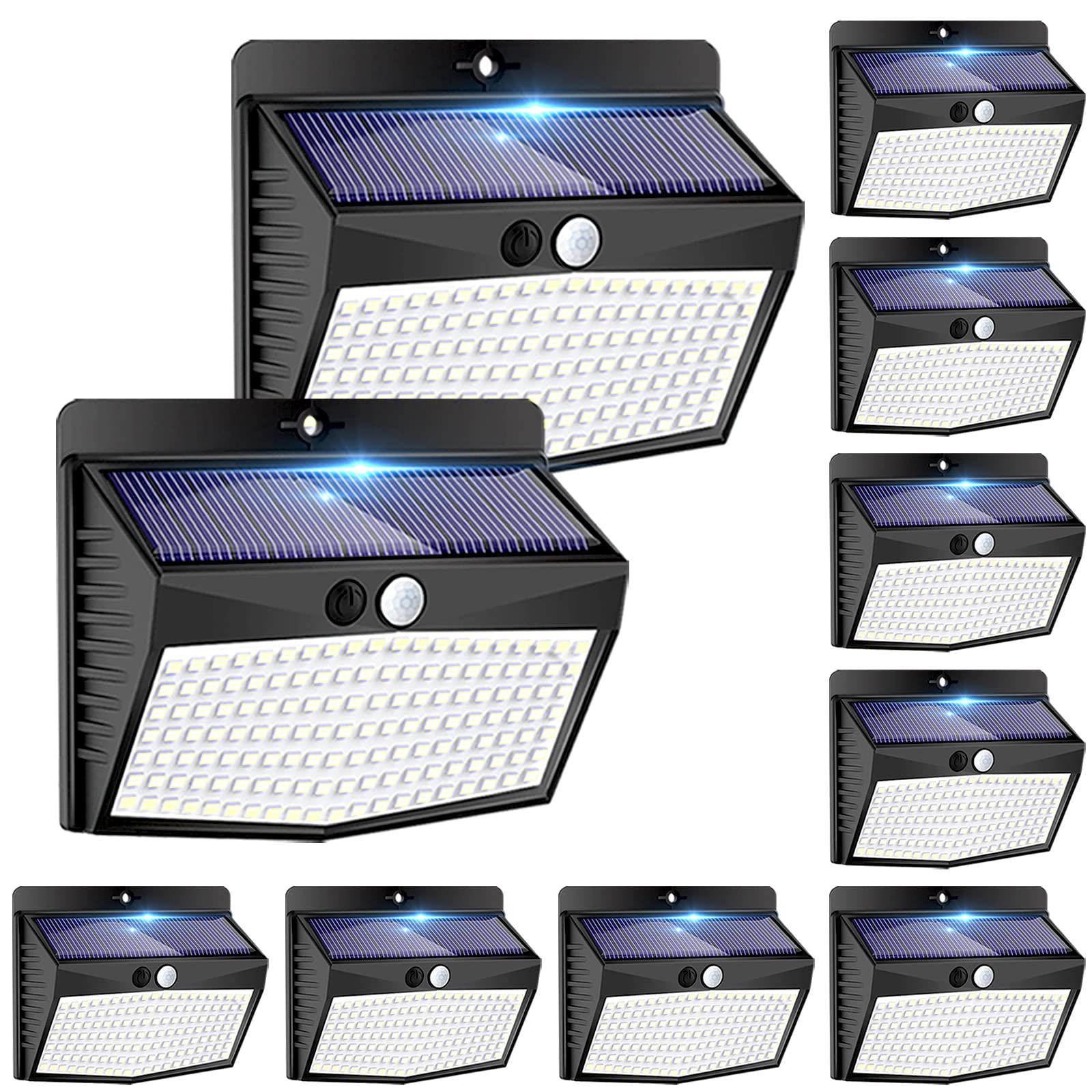 Peasur Solar Outdoor Lights, [138 Led/10 Packs] Solar Motion Sensor Security Lights With 3 Lighting Modes Wireless Solar Wall Li