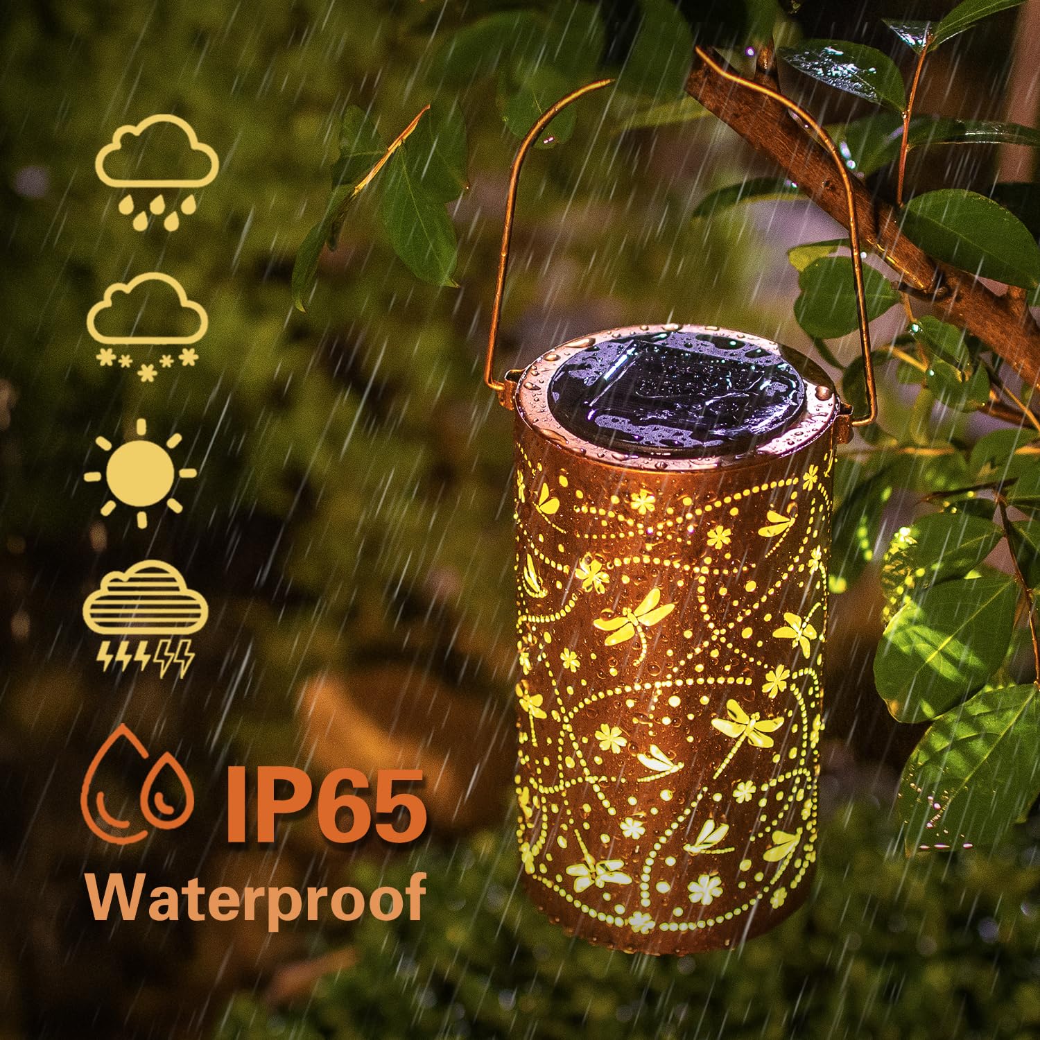 2 Pack Dragonfly Solar Lanterns Outdoor Waterproof Hanging Solar Lights Dragonfly Gifts For Women Men Metal Decorative Led Light