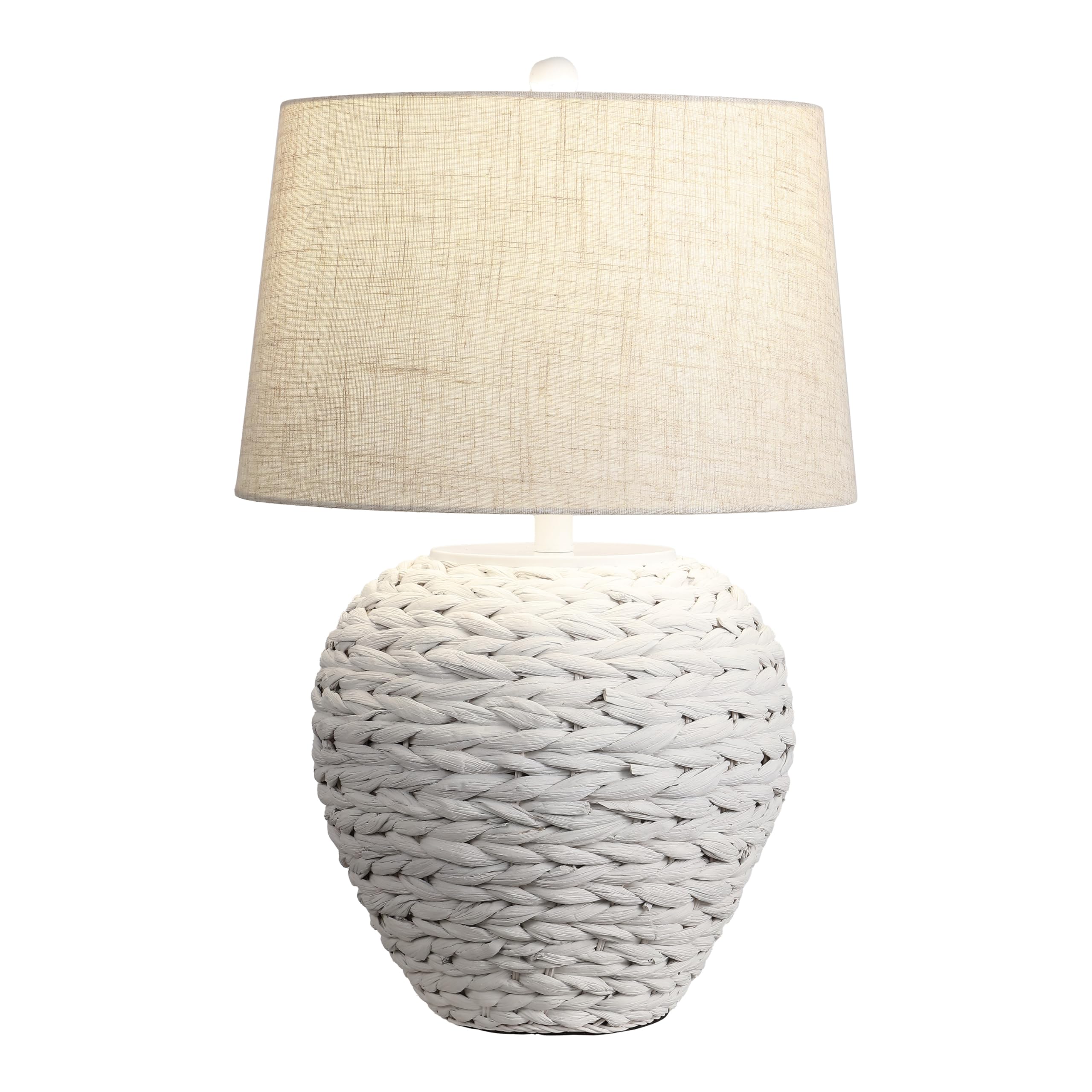 JONATHAN Y 24.5 White Water Hyacinth Farmhouse Basket Table Lamp, Coastal Decor for Living Room Bedroom Nightstand, Light Gray L