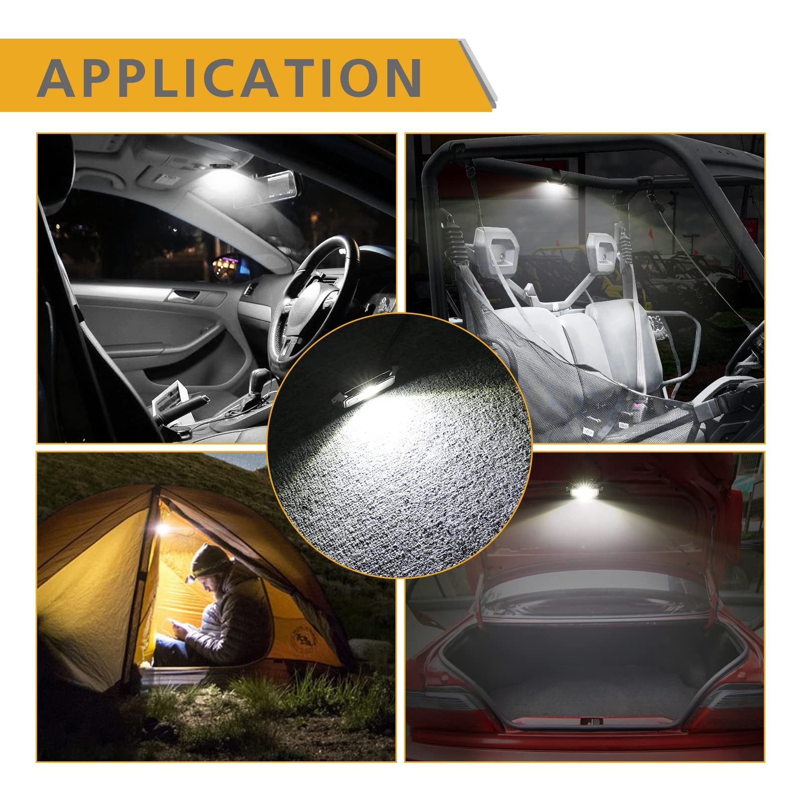 Rfroad Lighting UTV LED Dome Light 12V with Switch, White Aluminum, Model RL-001, Universal Roll Bar Mount for ATV, RZR, Golf Cart