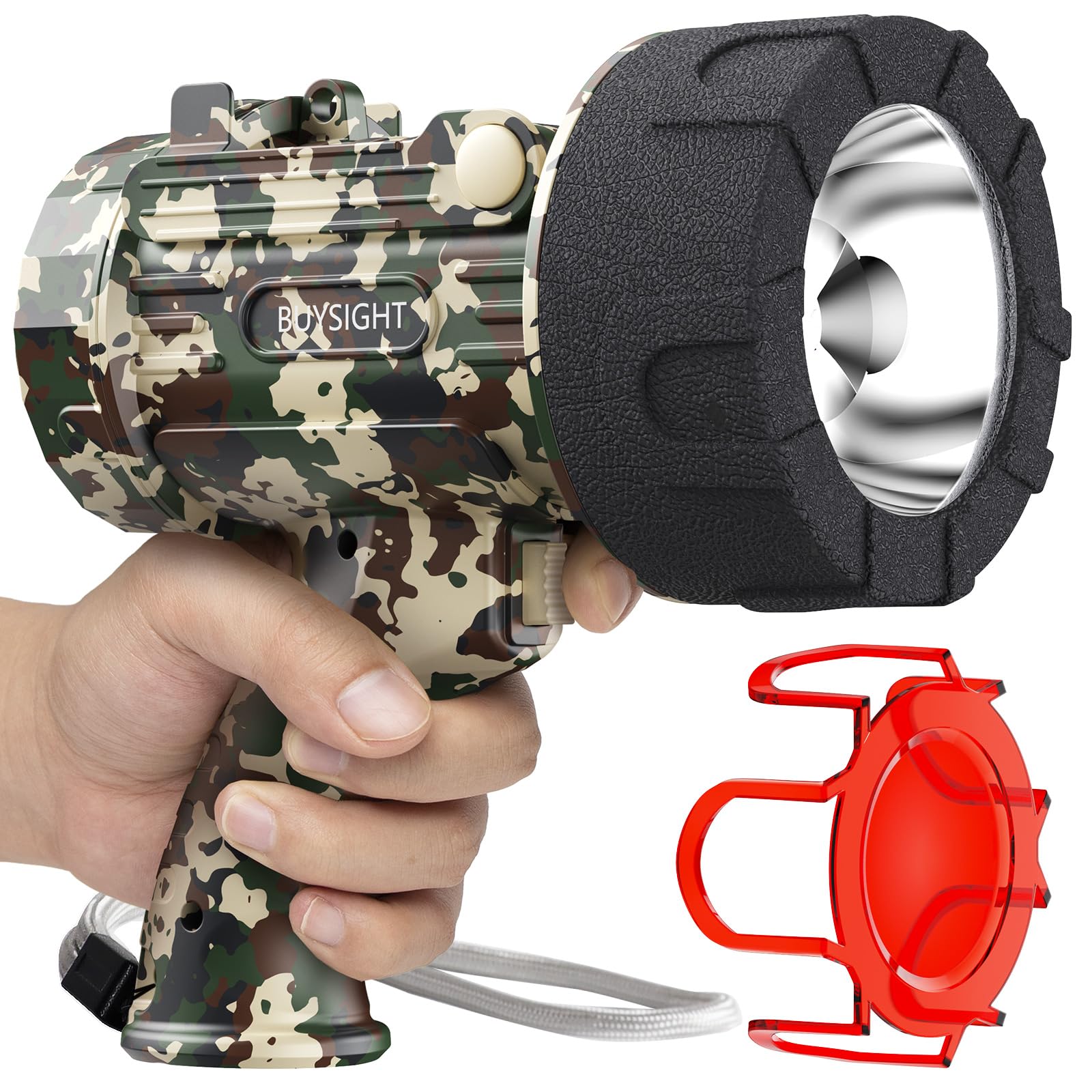 BUYSIGHT Rechargeable Spotlight Flashlight,1000,000 lumens Hand held Spotlight Waterproof Flashlight Hunting Lamp with red Filte