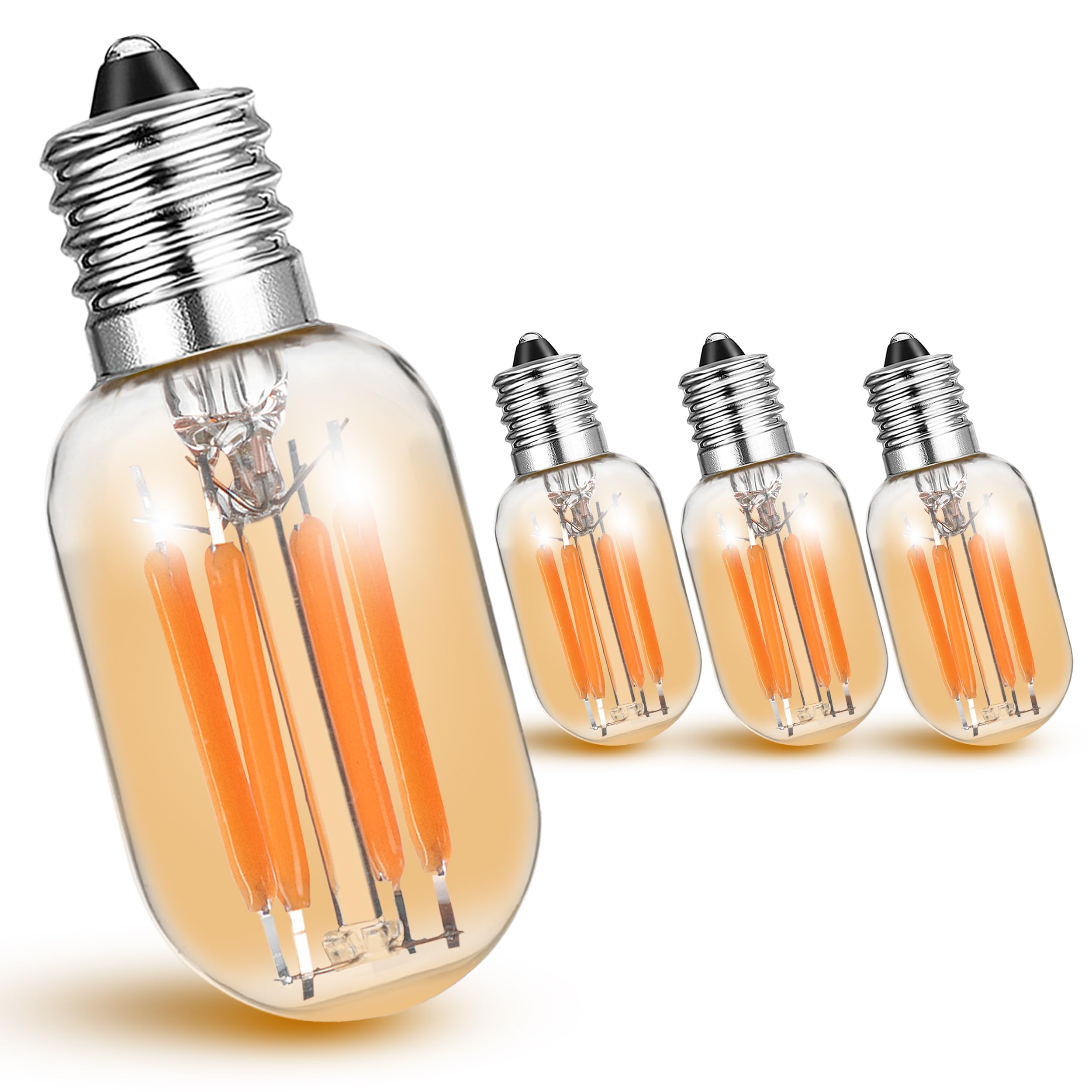 LED Night Light Bulbs E12 Salt lamp Bulb 2w 200lm  15W-20W Equivalent  2200k Warm Amber Sleep Light Bulb T22 E12 Candelabra Base for String Light Decorative Bulb Chandeliers Bedside Bulbs (4Pack)
