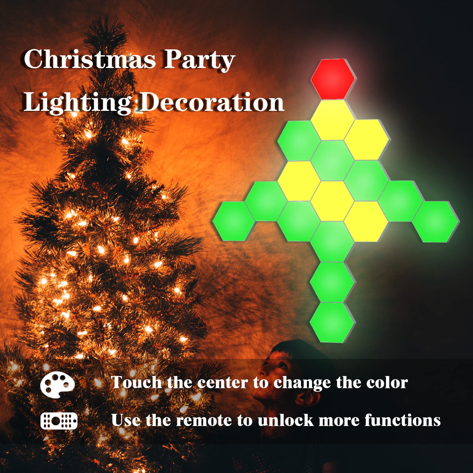 Yxqua Hexagonal Wall Light Modular Touch Sensitive Lights Creative Geometry Assembly Led Hexagon Lights Suitable For Iving Room,