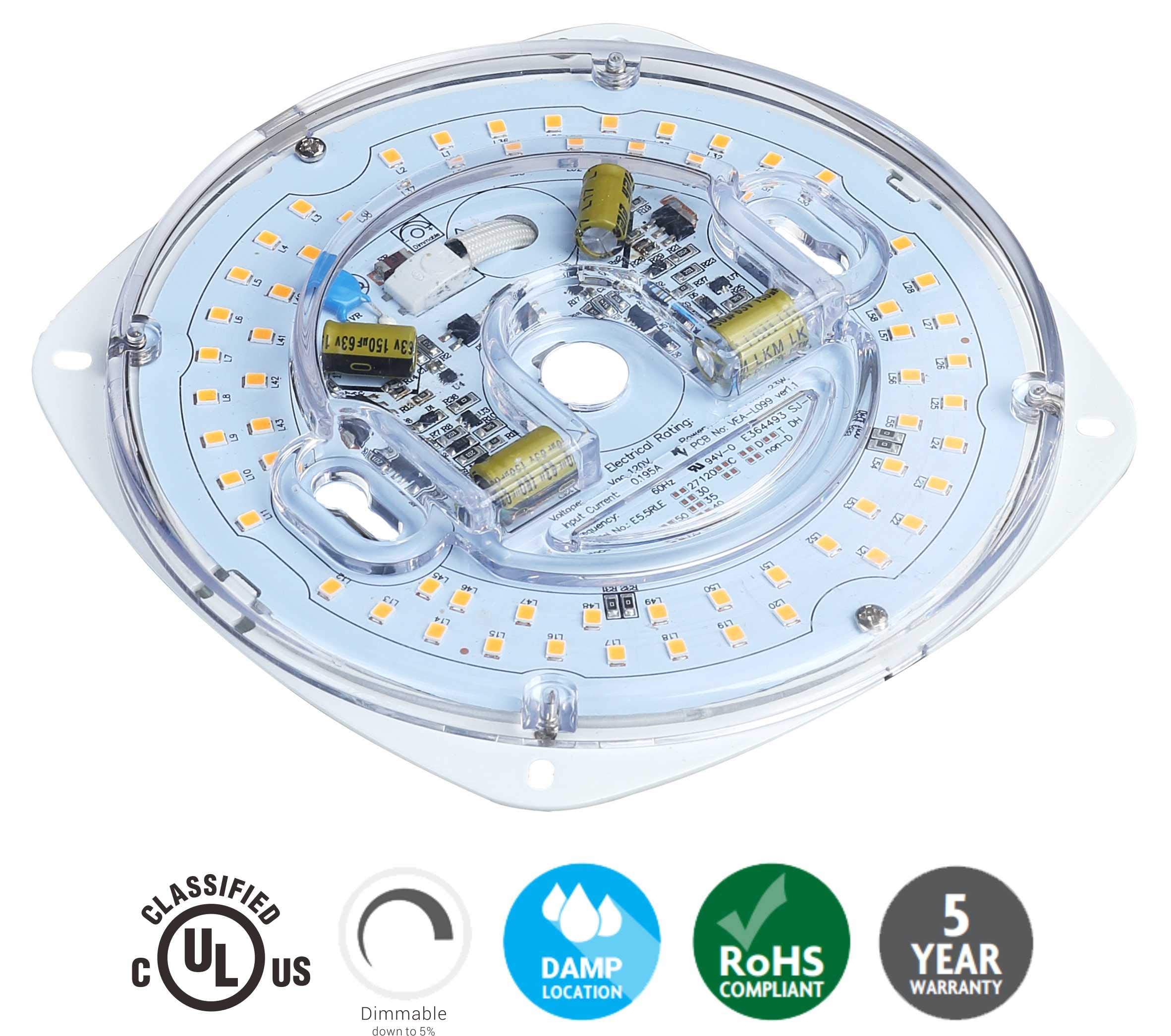 Legental Dimmable LED Light Engine, 5.5" PCB, 4000K, 1700LM, Alloy Steel, Retrofit Kit for Ceiling Lights, Fans, Lanterns