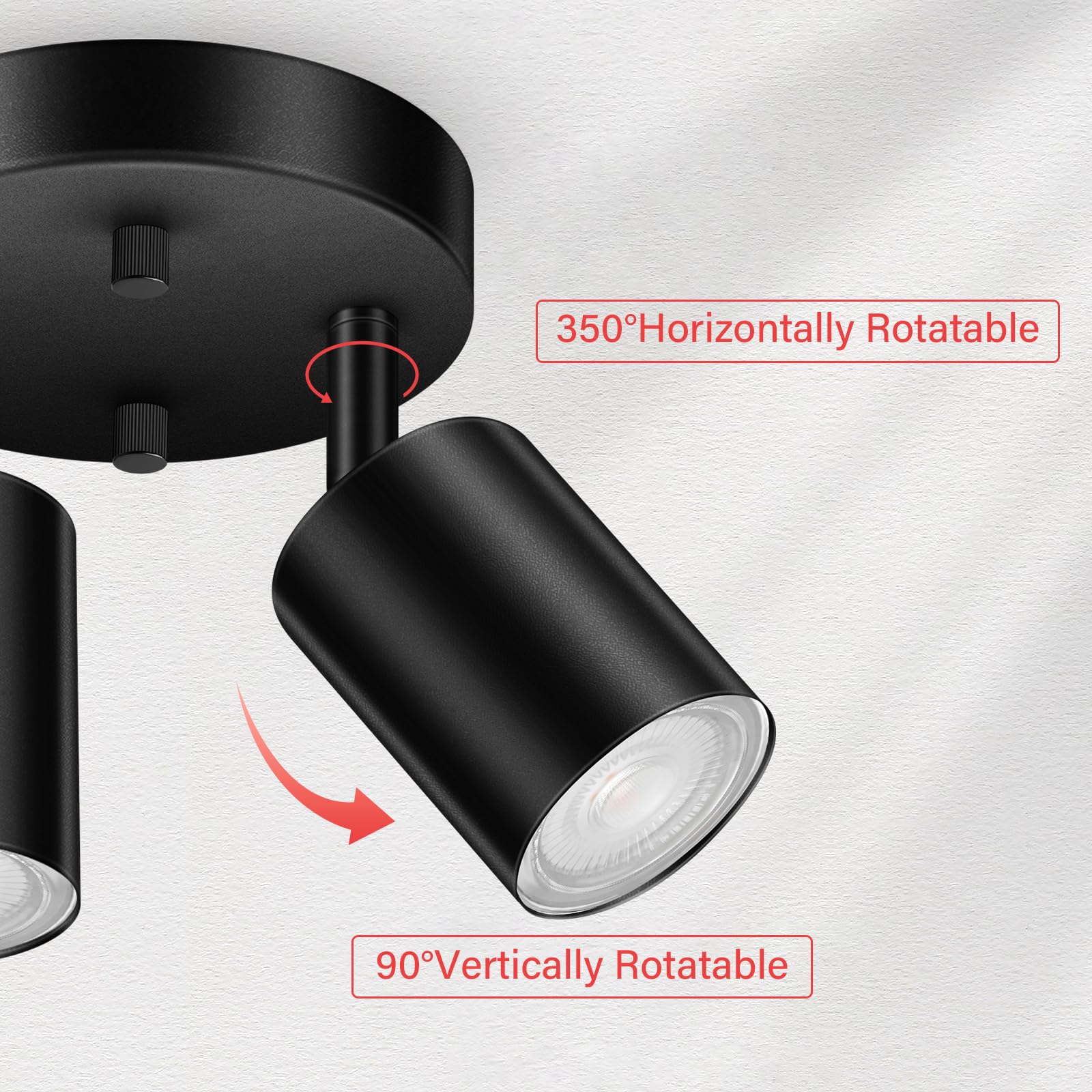 BoostArea LED Track Lighting Kit, 2 Light, Metal, Black, Model C0321, Flexibly Rotatable Heads