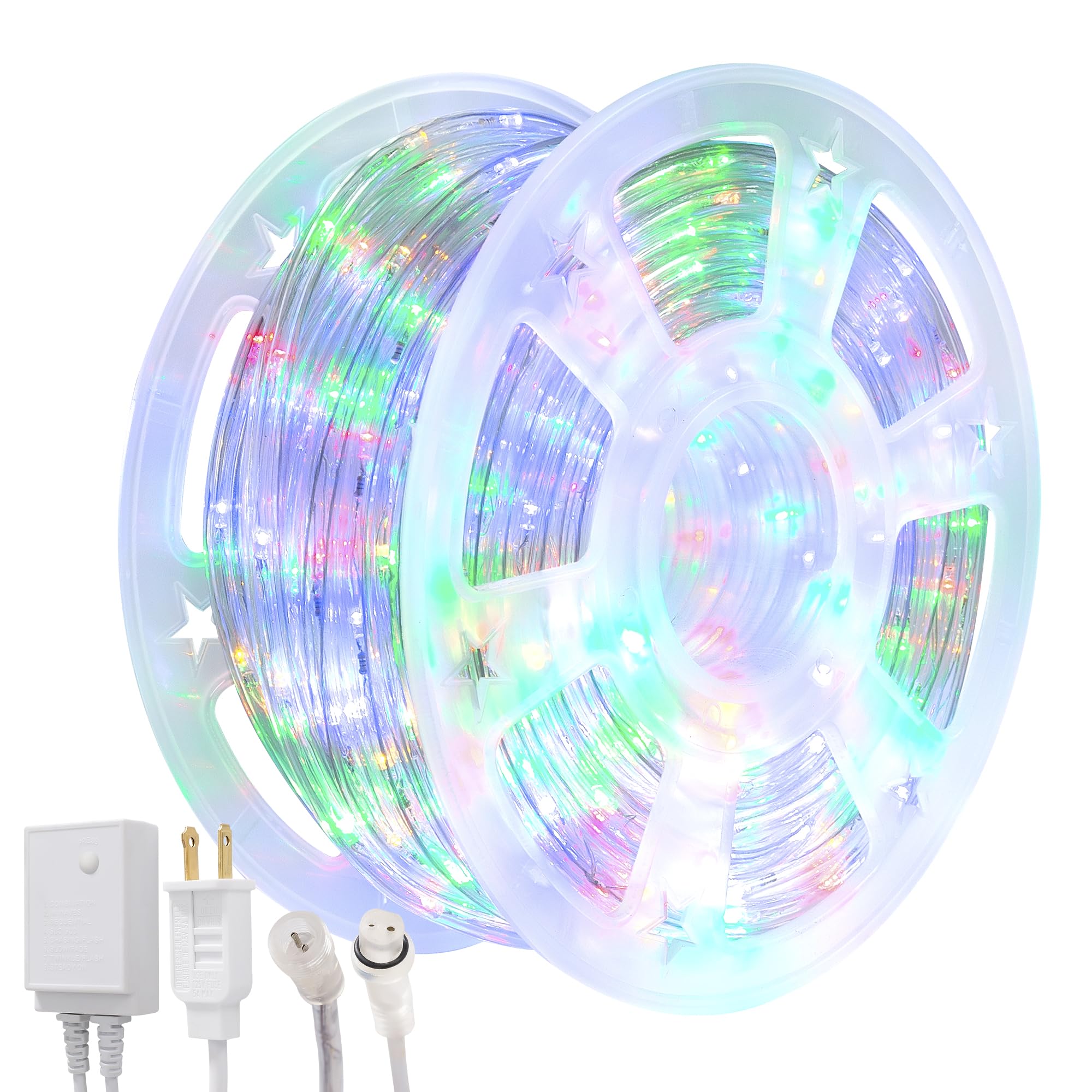100ft Rope Lights Outdoor  Connectable & Flexible Tube Lights with 8 Modes Controller Waterproof Multicolor LED Rope Lighting for Deck Garden Pool Patio Bedroom Indoor & Outside Landscape Lighting