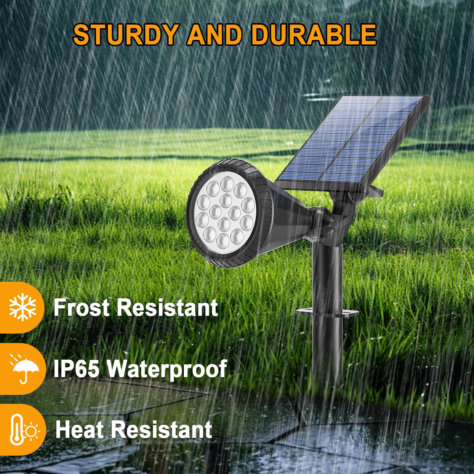 WELALO Solar Spot Lights Outdoor Waterproof 2 Pack 180° Adjustable Cool White D03