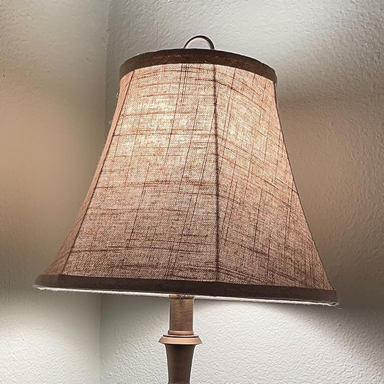 Tootoo Star Double Tootoo Star Lamp Shade Set Of 2, Brown Fabric, 6X14X10 Inch, Hand Crafted For Floor Light And Table Lamp