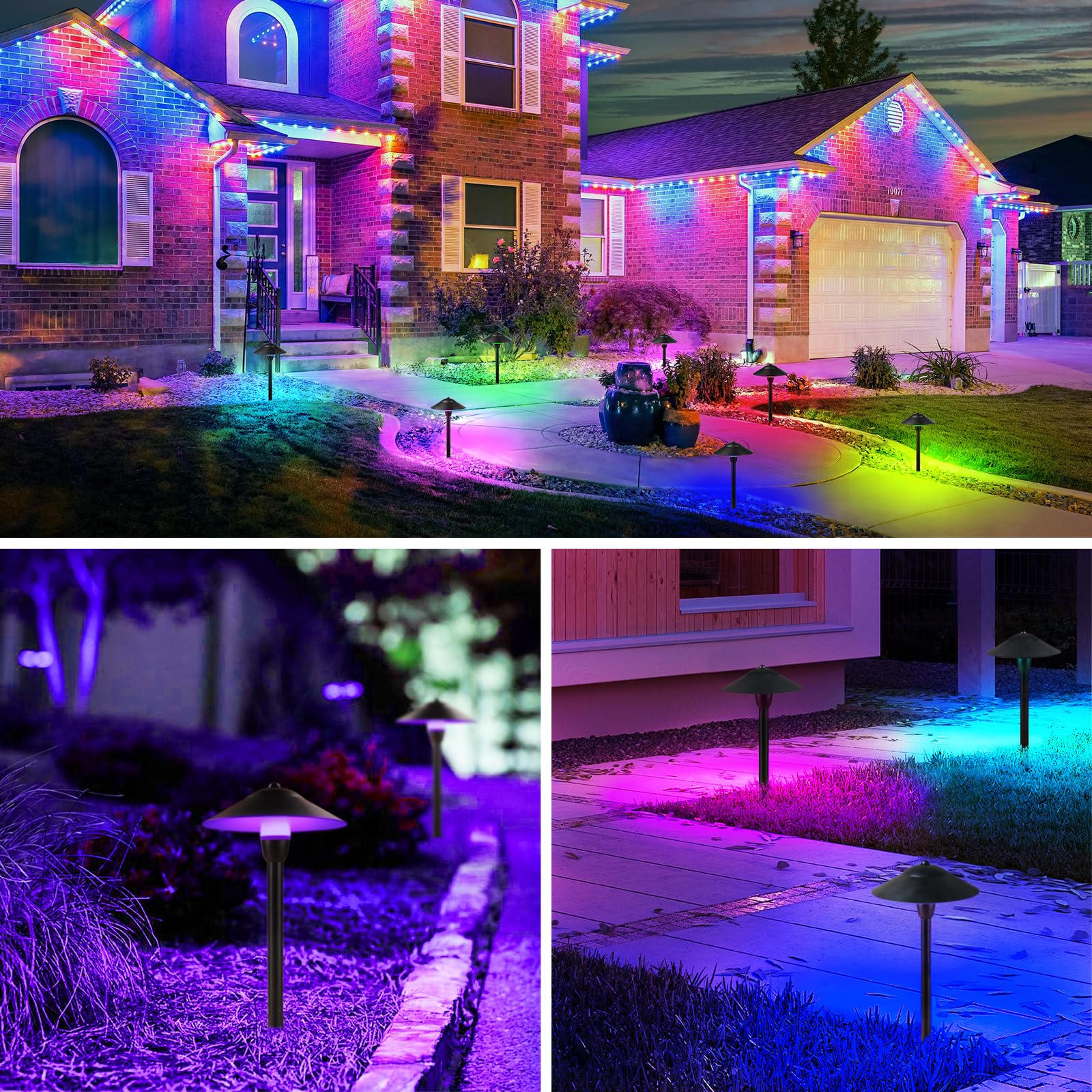 SUNVIE RGBW Low Voltage Landscape Lights, 3W Color Changing, Waterproof, 12-24V, Black, Model LSARB-03-12C, 12 Pack