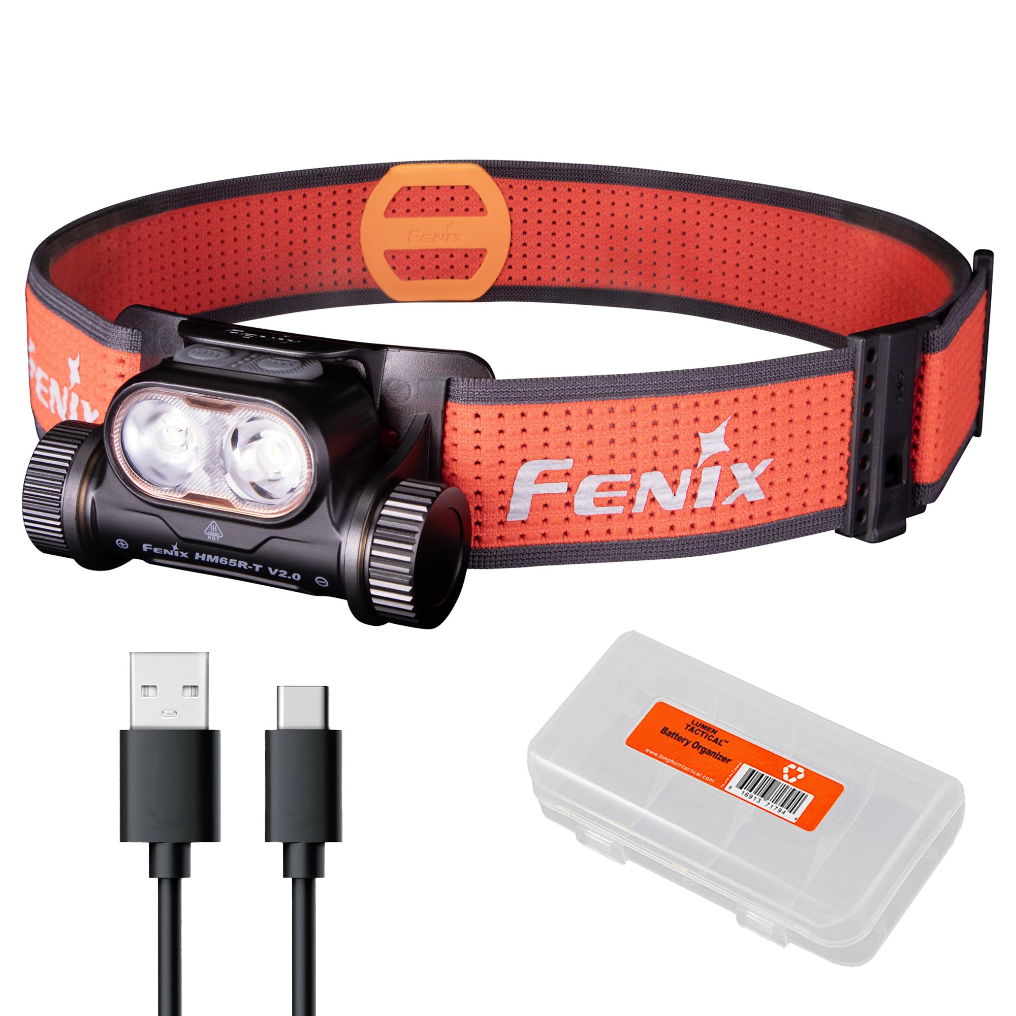 Fenix HM65R-T V2.0 Running Headlamp, 1600 Lumen Dual Beams, USB-C Rechargeable, Lightweight, Black