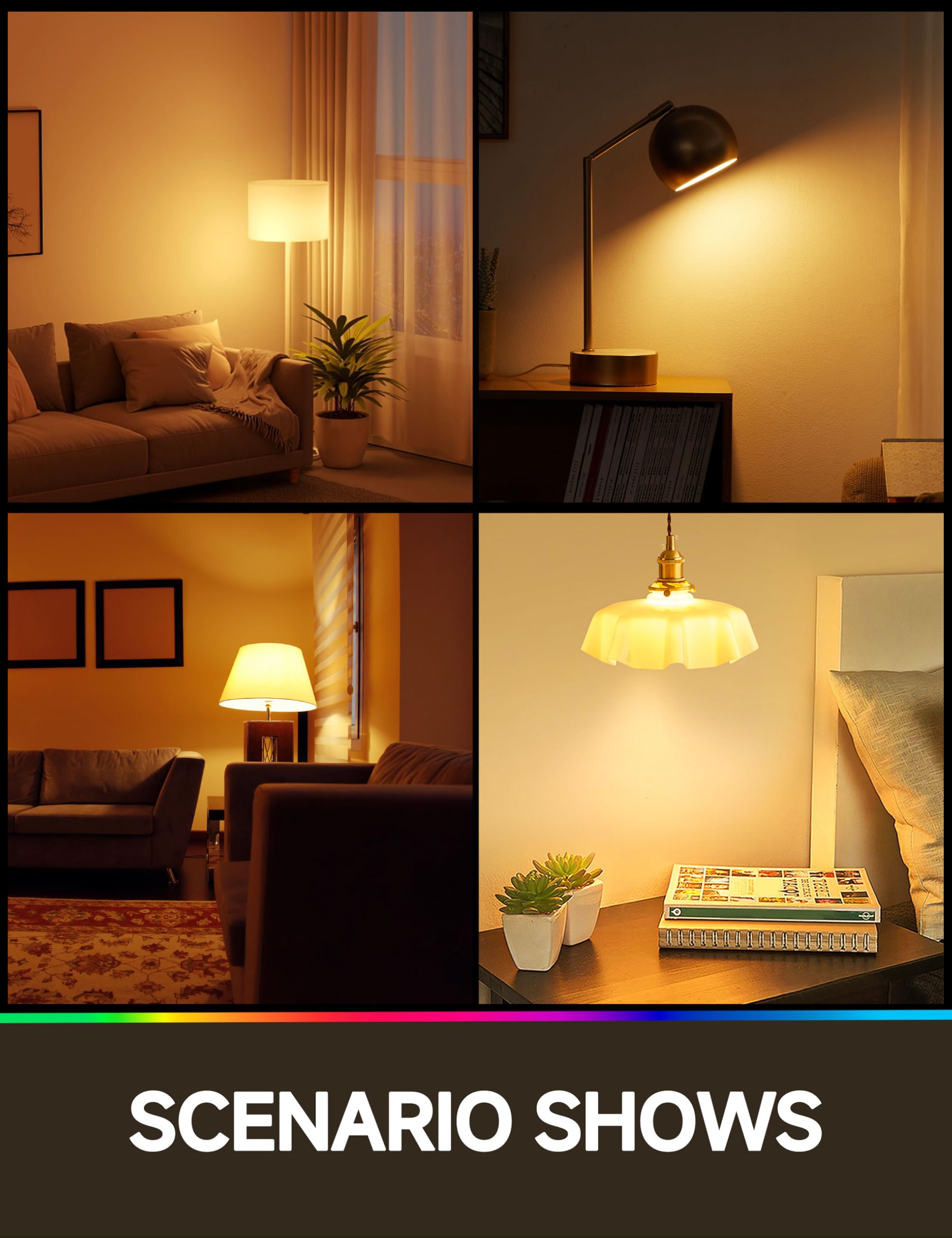 UNILAMP 3 Way LED Light Bulbs, Dimmable A19, 50/100/150W Equivalent, Soft White 2700K, Classic Clear Glass, 4 Pack