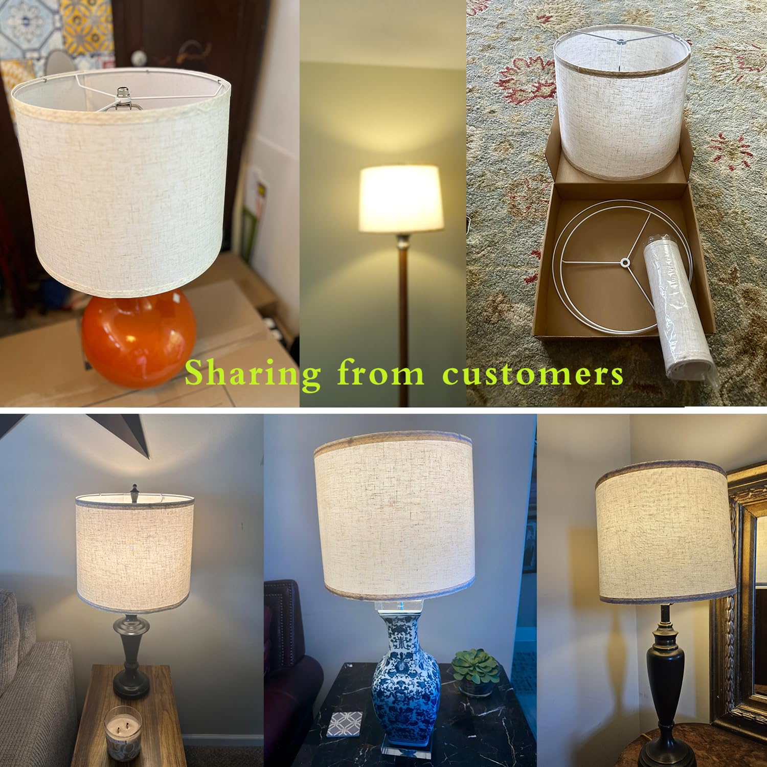 Lampshades Set Of 2, Drum Lampshades 11.6X12.6X9.8In Medium Fabric Natural Linen Hand Crafted Lampshades,Barrel Lamp Shades For Table Lamps & Bedside Lamps Replacement Lampshade