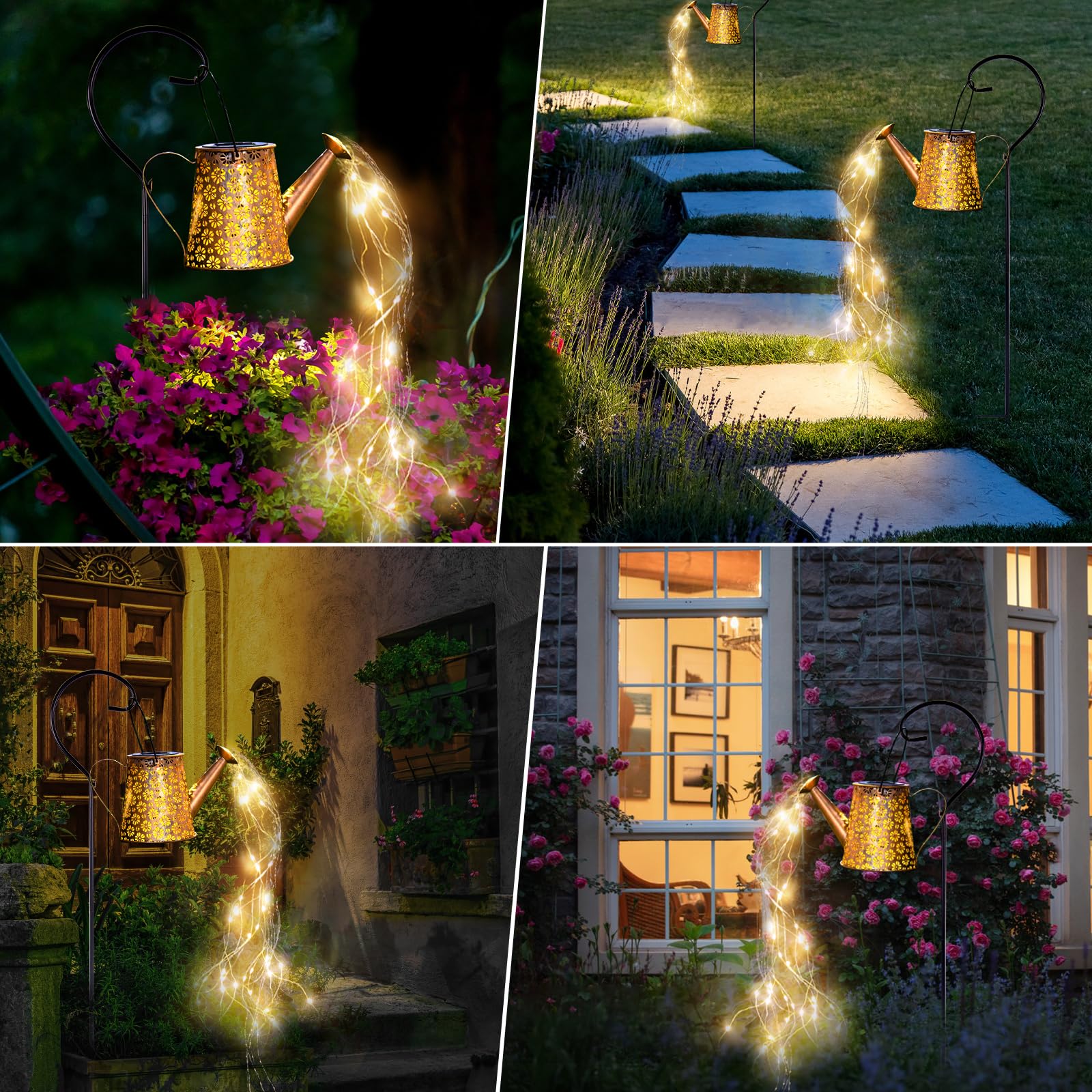 Enriprt Solar Watering Can Lights - Copper Ip65 Waterproof Lantern For Garden & Pathway, Model Kj023, Outdoor Decor, Great Gift Idea