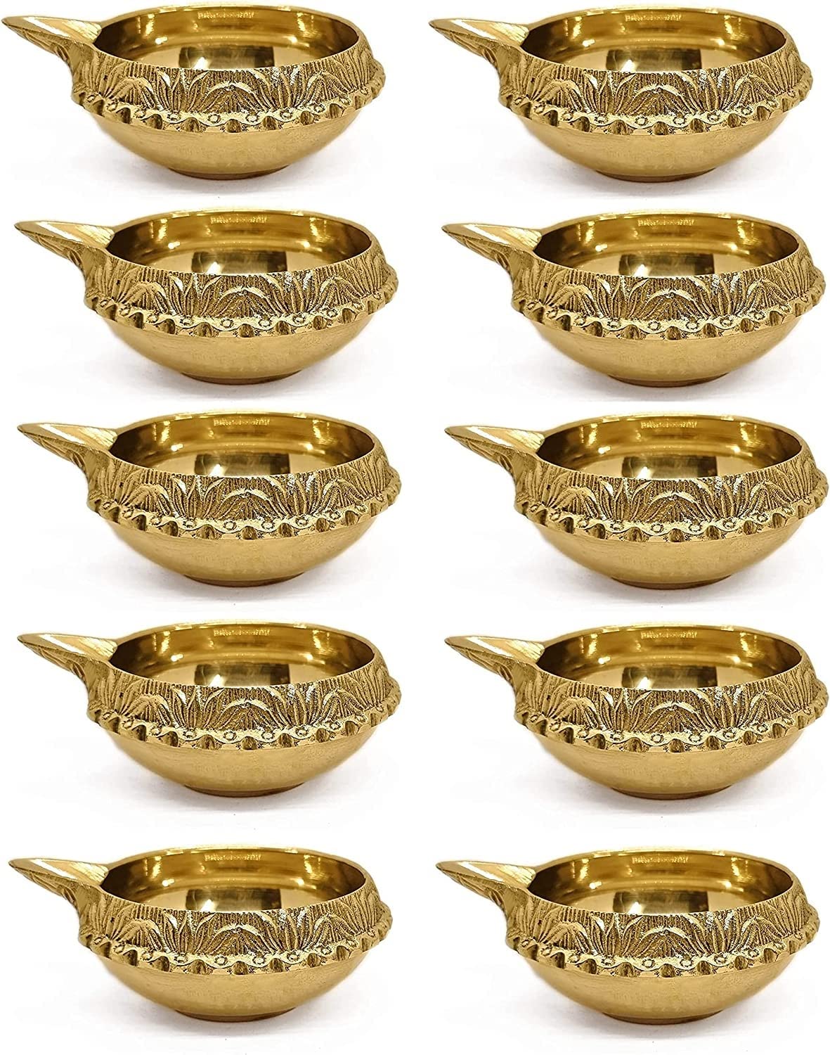 SATVIK Kuber Diya for Diwali Decoration. Handmade Oil Lamp with Golden Engraved Made of Virgin Brass Metal. Diwali Diya Vilakku