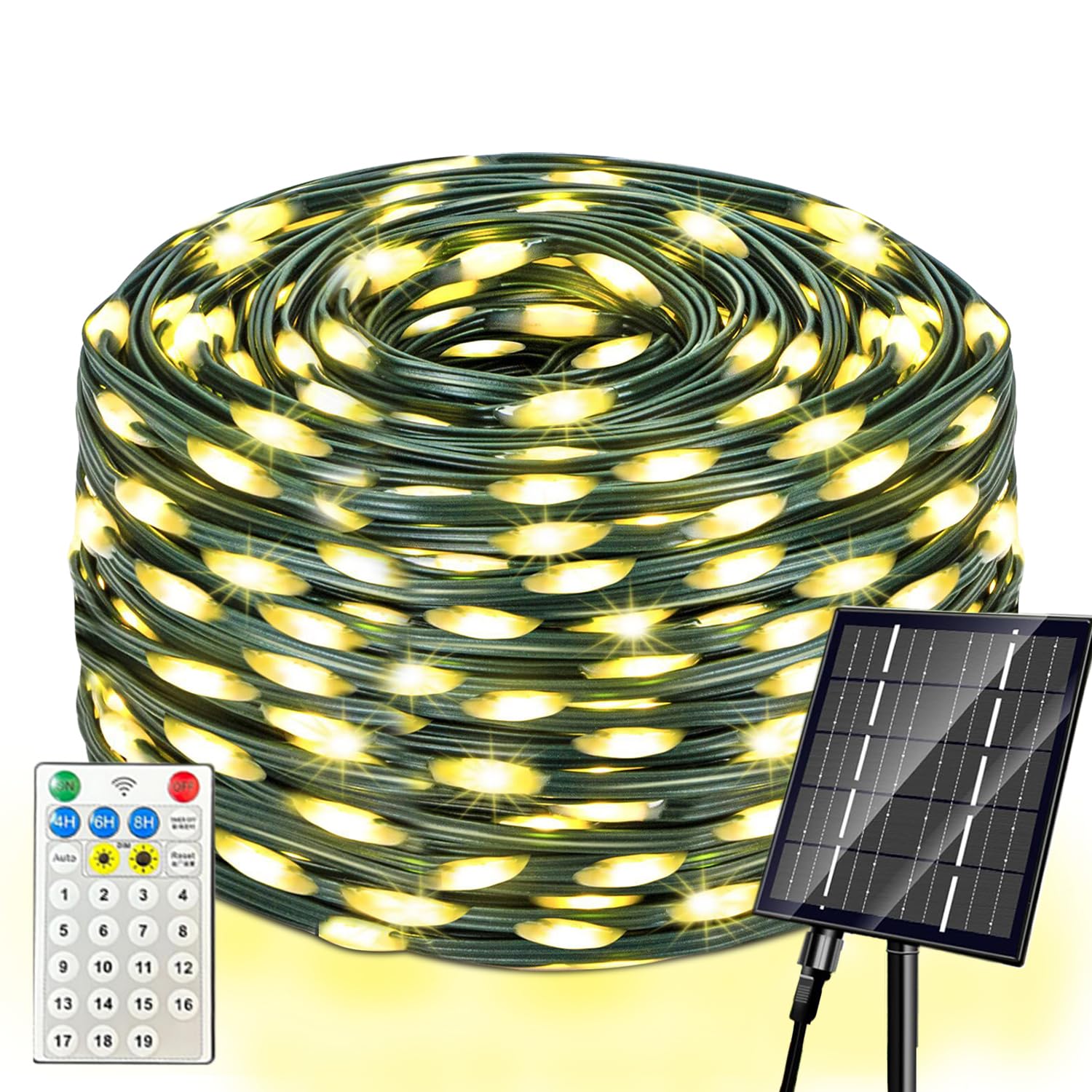 Maokot Solar Christmas Lights Outdoor, Upgraded 212FT 640LED Solar Power Christmas Lights with Remote,19 Modes Waterproof Solar 