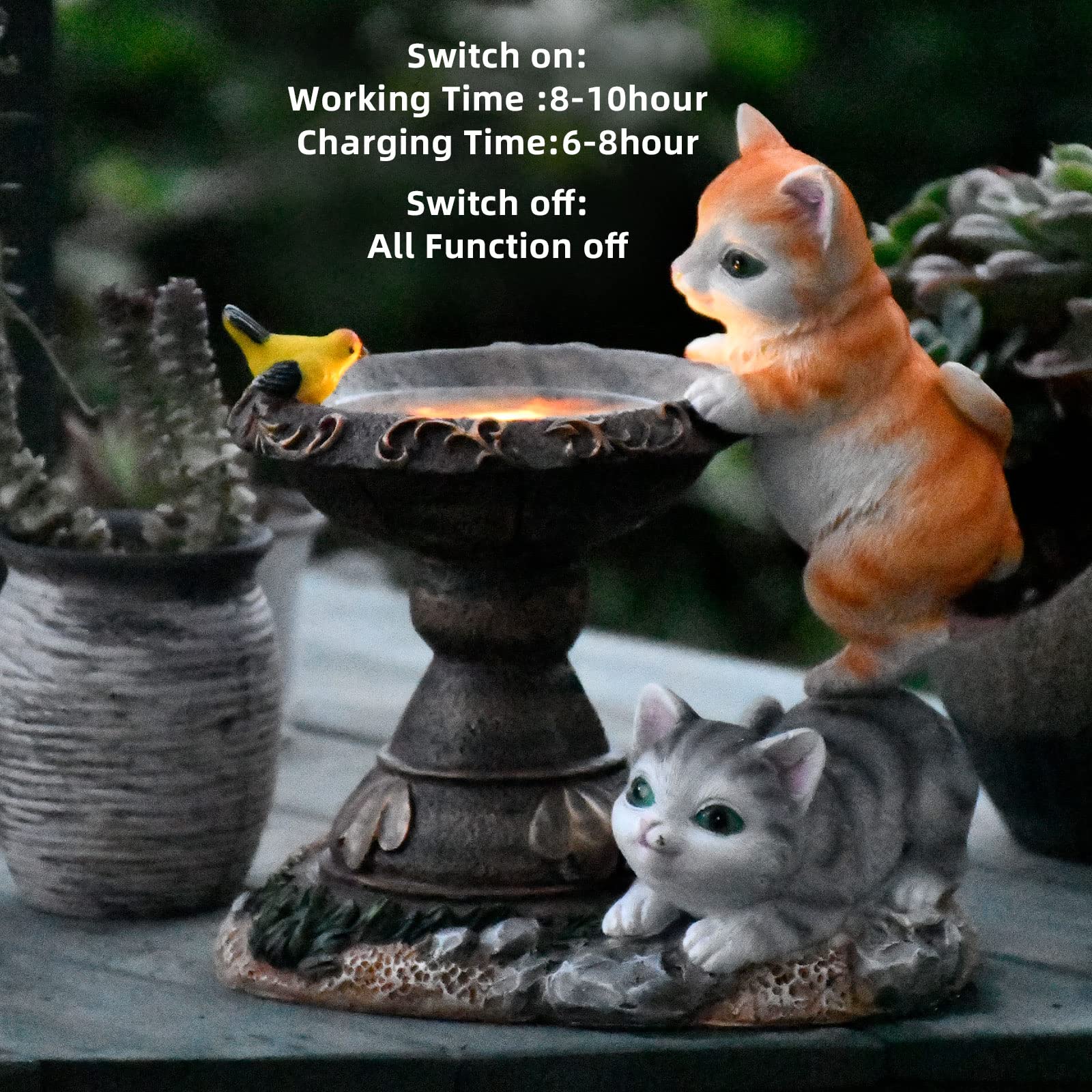 Cat Garden Figurines Outdoor Decor Solar Statue With Led Lights For Patio Lawn Yard Art Decoration Housewarming Garden Gift (Multicolor)