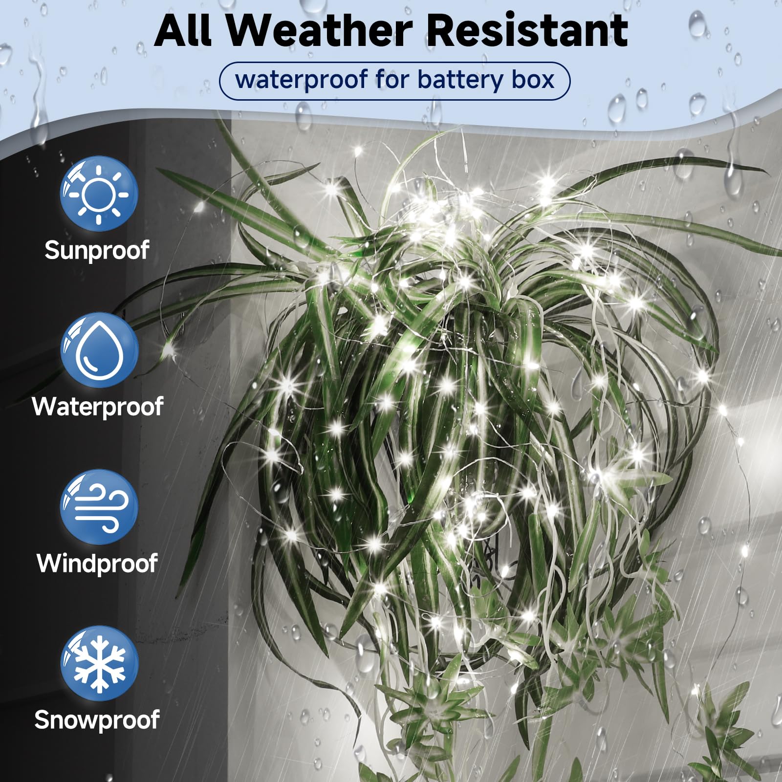 Mlambert Fairy Lights 40FT Battery Operated Waterproof Dimmable Twinkle Light with Remote & Timer, Cool White, Model OKDMX-BWSL-02