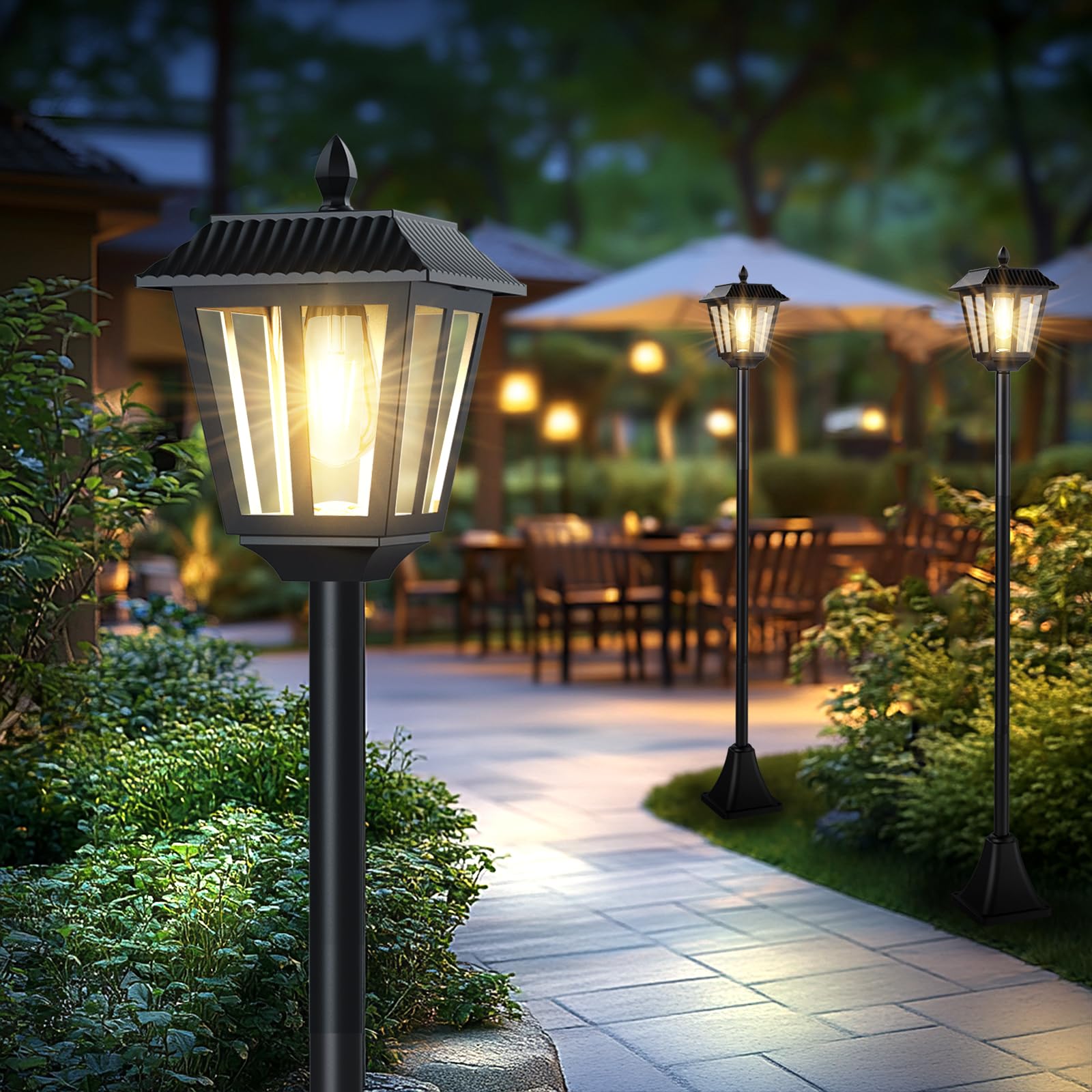 68'' Solar Lamp Post Light Outdoor - 3000K Warm White, Ip45 Waterproof Post Solar Lights Outdoor, Pole Lights Outdoor, Decorativ