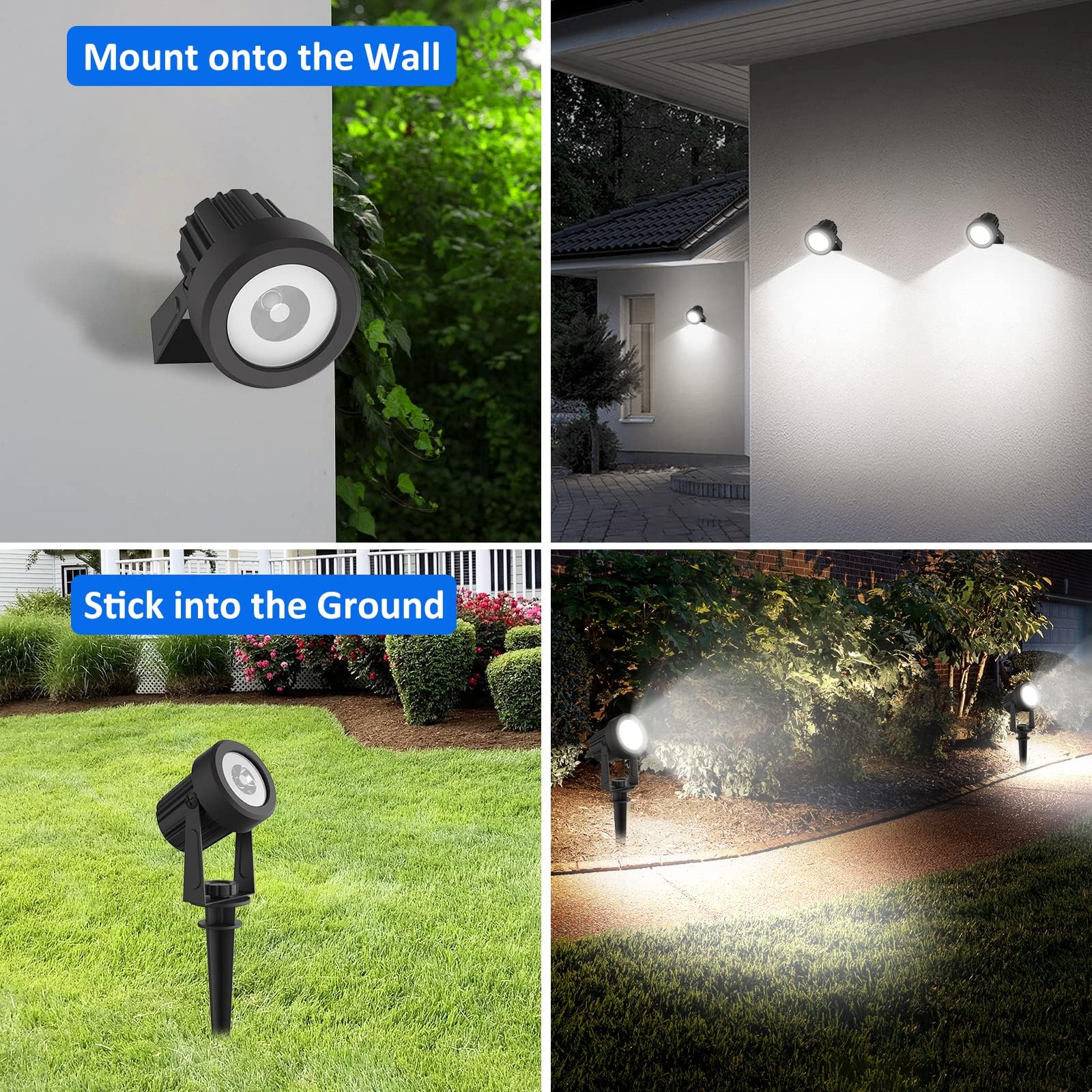 T-Sunus Solar Garden Spotlight White Outdoor, 4-In-1 Solar Spot Lights 6000K Ip65 Waterproof 9.8Ft Cable, 5W Separated Solar Pan