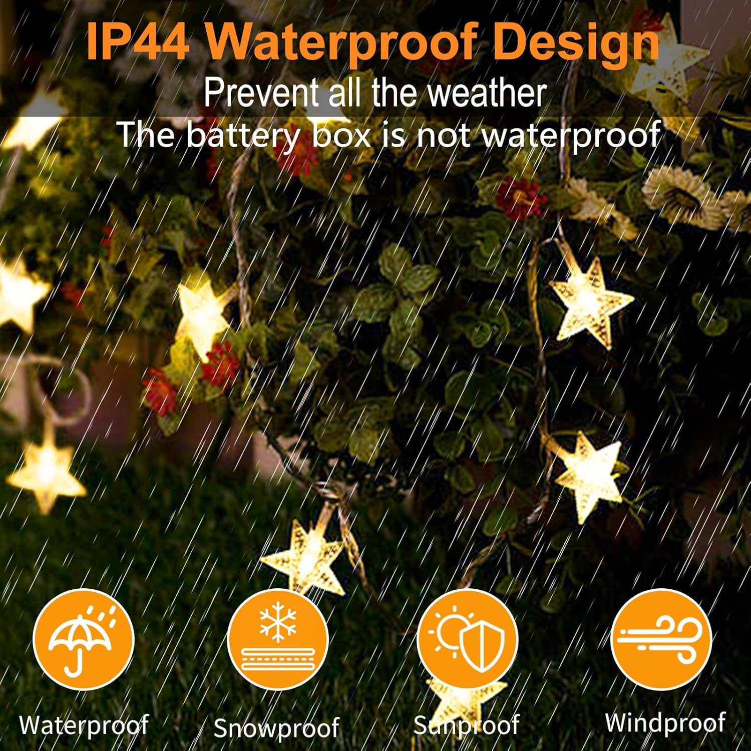 Star String Lights Battery Operated 17Ft 40 Led Star Fairy String Lights  Battery Powered Christmas Lights For Indoor Outdoor Wedding Party Christmas Tree Ramadan Bedroom Patio Decoration Warm White