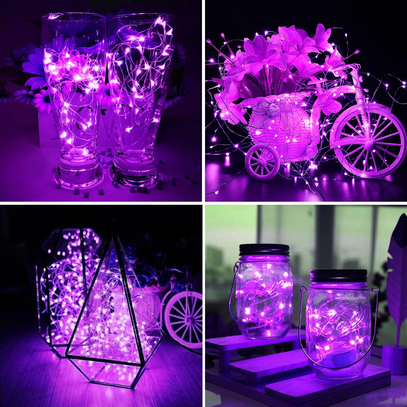 Fairy Lights Battery Operated, String Lights Battery Powered 7Ft 20 Led Twinkle Lights (Purple, 24)
