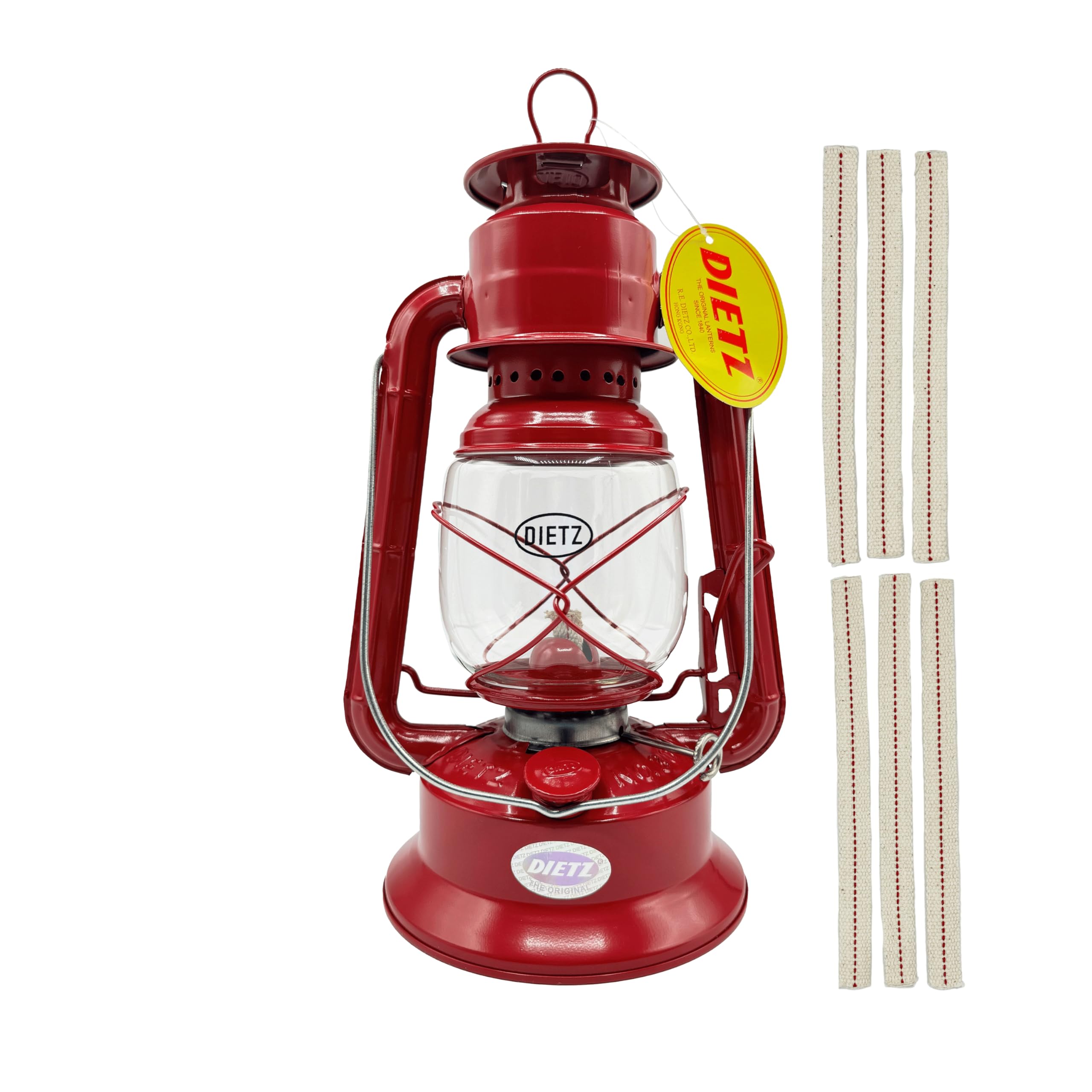 Light of Mine - Dietz #30 Little Wizard Red Oil Lantern with 5/8 Replacement Wick Strips (Red)