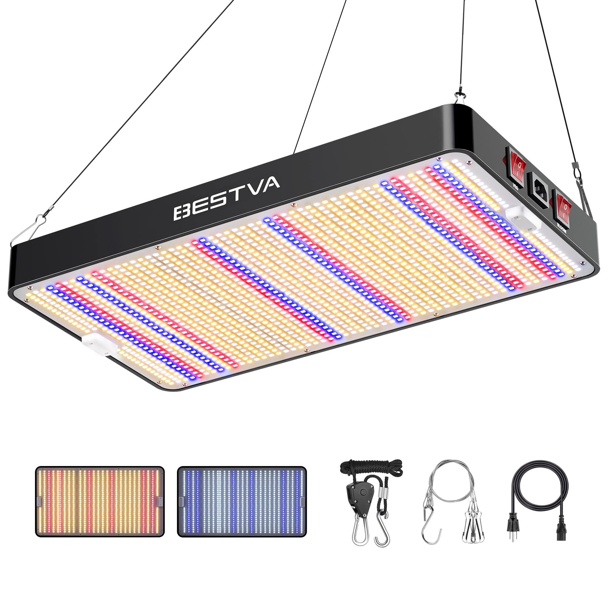 BESTVA DC3000 LED Grow Light  Full Spectrum Grow Lights for Indoor Plants with Veg & Bloom Switches  Quiet Cooling Fan  for Seedling Veg Bloom All Growth Stages