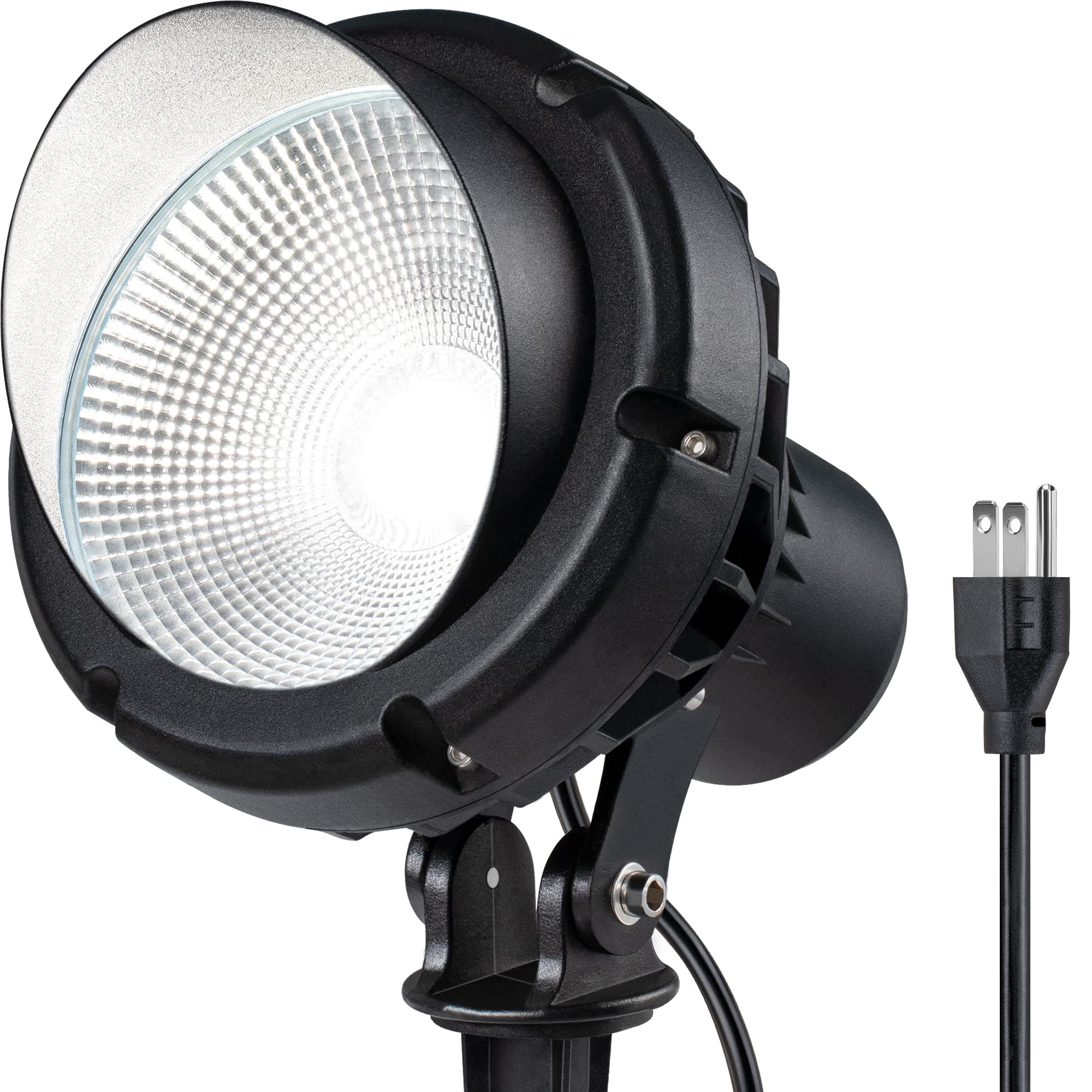 SUNVIE LED Spot Lights 40W 5000K Daylight White Outdoor Lighting for Yard, House, Tree - Black, Model CHD40A01, Plug-in with 5.5