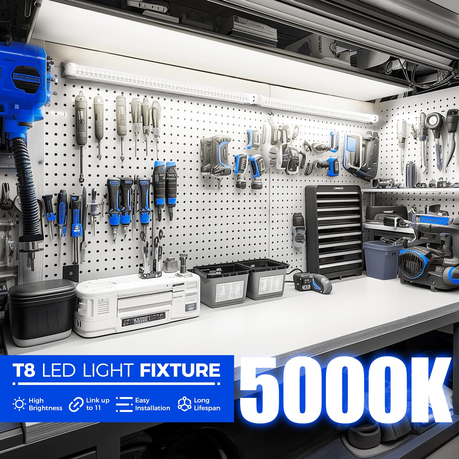 Barrina 5000K 2Ft Led Shop Light, 3000Lm, 20W, T8 Shop Lights For Garage, Workbench, Cabinet, Workshop, Room, Led Tube Light, Li