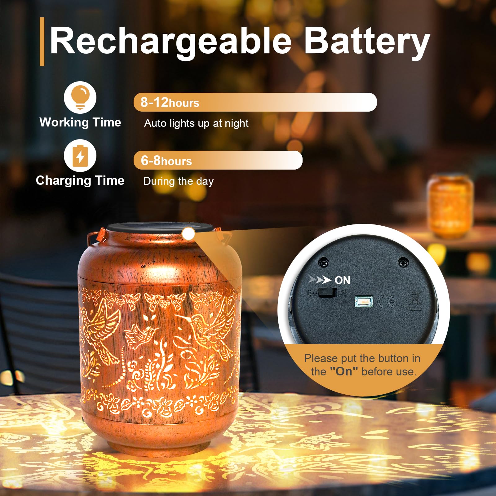 2Pack Hummingbird Solar Lanterns Outdoor Hanging Waterproof Hummingbird Garden Decor Christmas Gifts For Women Mom Grandma Metal