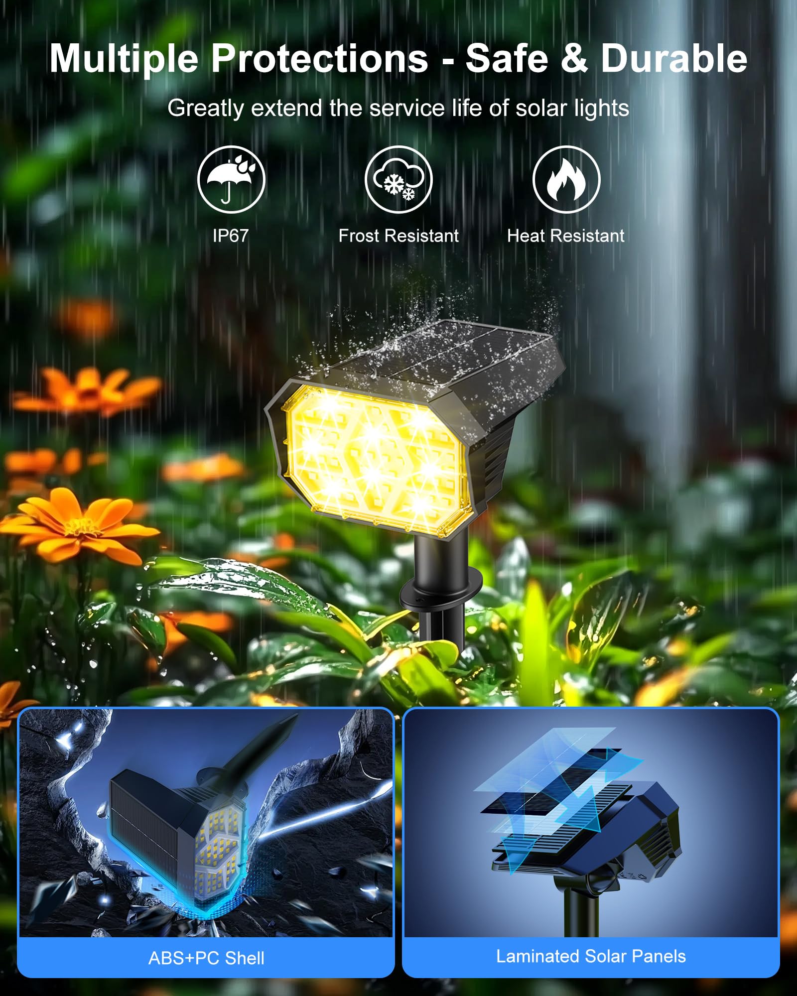 Brightown Solar Lights Outdoor With 58 Led & Auto On/Off, Ip67 Solar Spot Lights Outdoor With 3 Light Intensities. 2-In-1 Outdoo