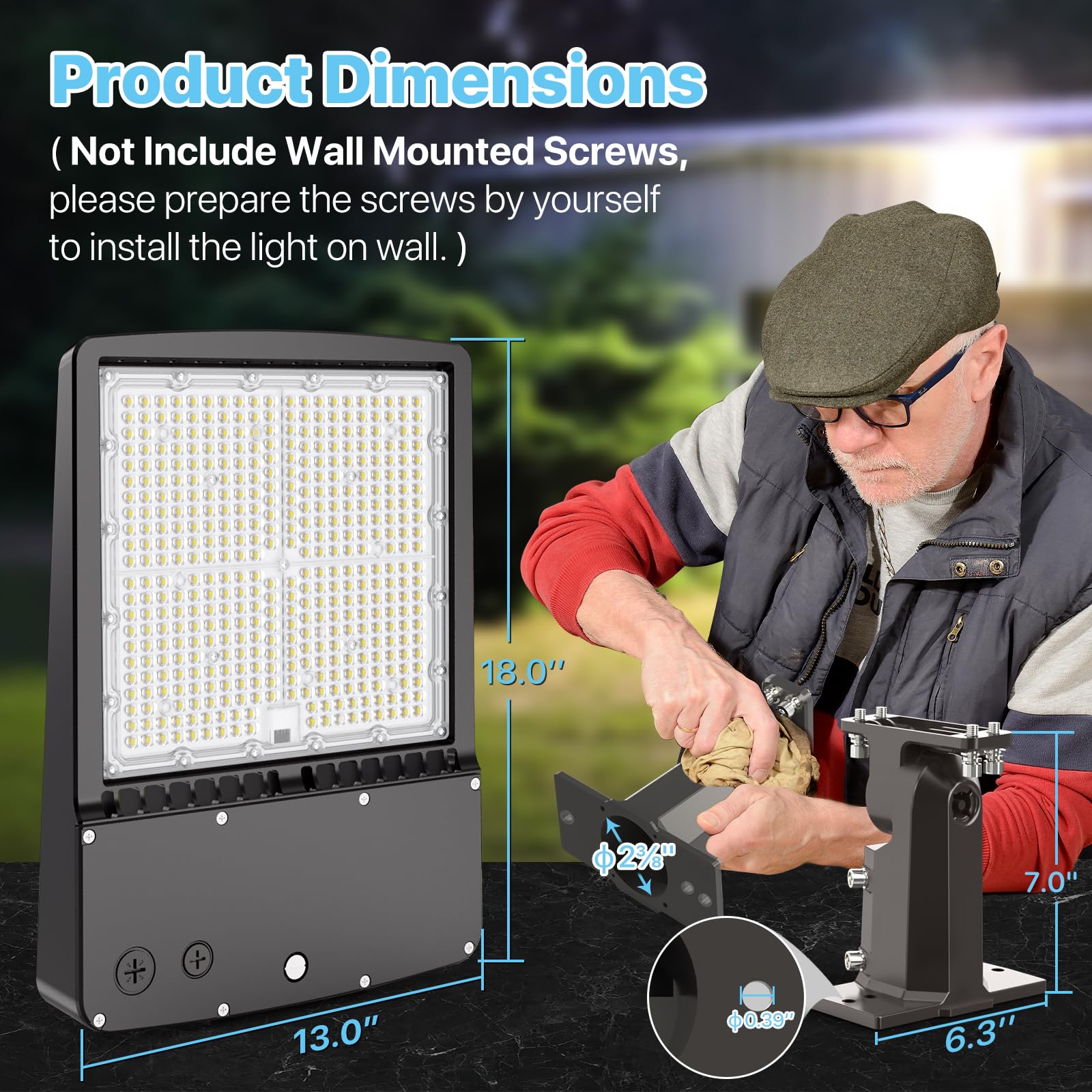 Hyperlite Parking Lot Lights 300W: 45000Lm 5000K Ul Listed Led Parking Lot Lights Outdoor - Arm & Slip Fitter 2 In 1 Wall Mount