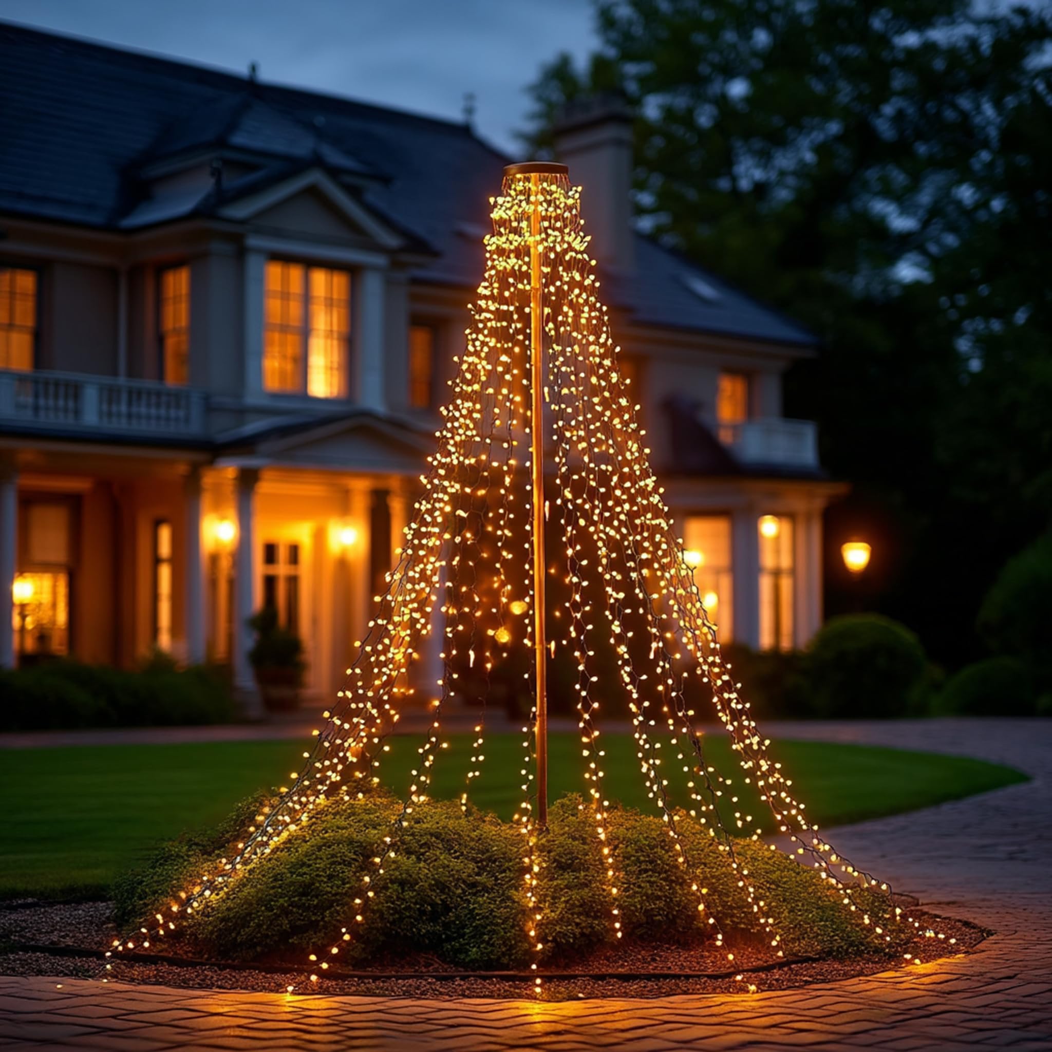 Dazzle Bright Christmas Tree Lights  448 Led Waterfall Tree Topper Lights With Remote & 11 Modes  8.2Ft X 16 Lines Christmas Light For Indoor Outdoor Party Xmas Decoration  Warm White & Multi-Colored