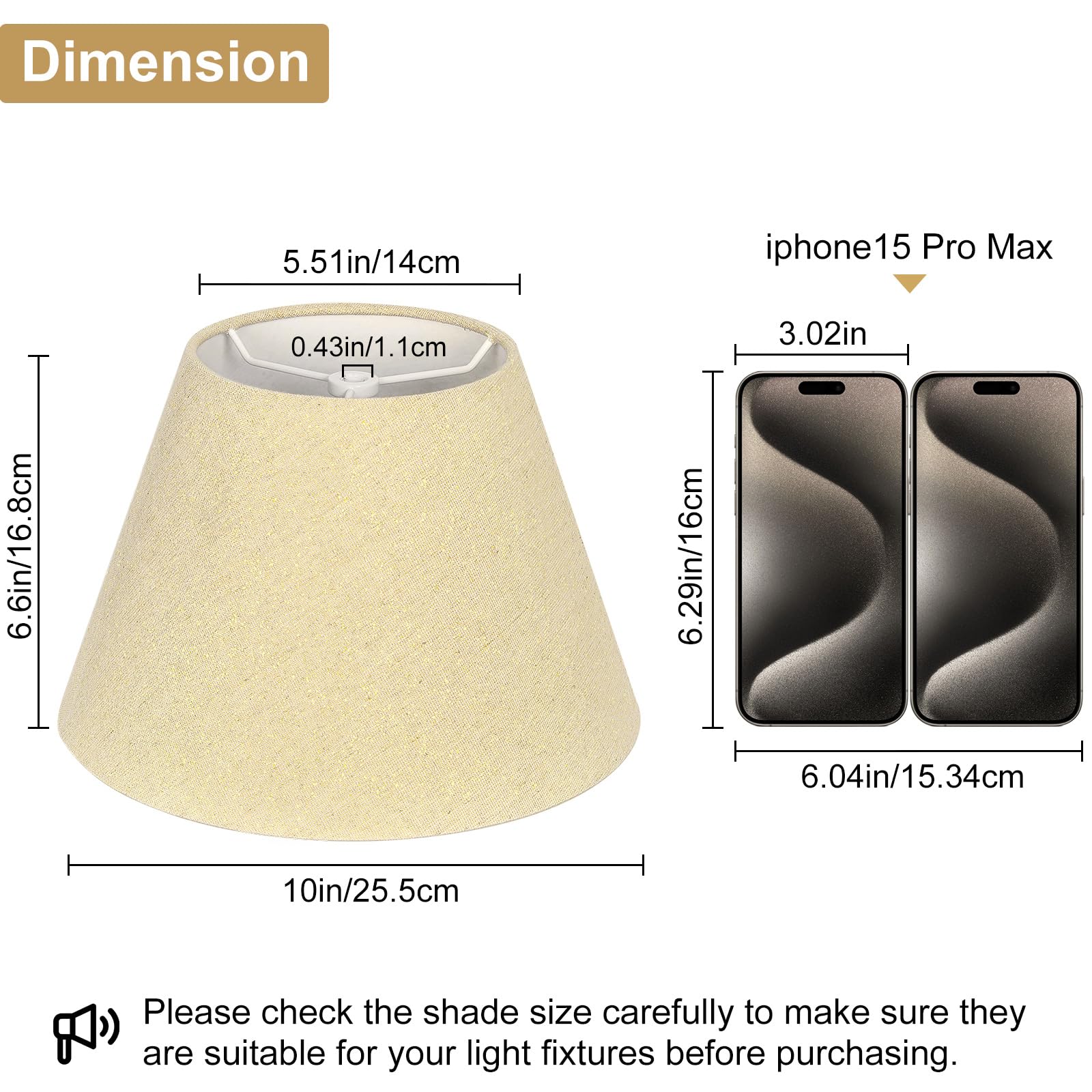 Lamp Shades With Glitter Gold Thread, Replacement Lamp Shades For Table Floor Bedside Lamps, 5.5'' Top X 10'' Bottom X 6.6'' Hig