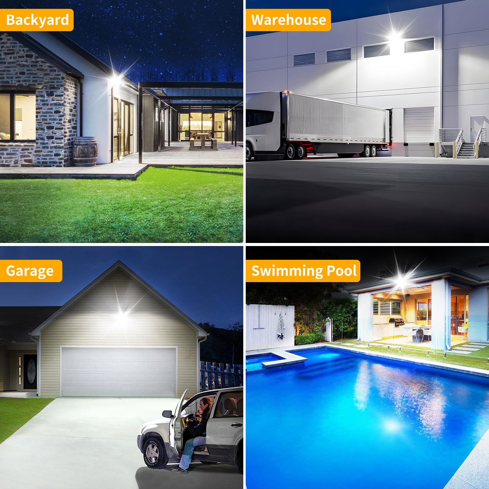 120W Led Flood Light Outdoor With 6Ft Plug, 14400Lm Brighter Exterior Security Lights, 5000K Daylight Led Work Light, Ip66 Water