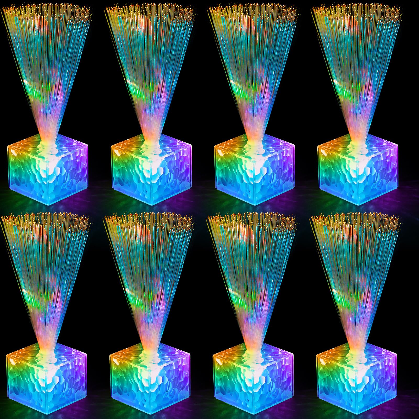 Amylove 8 Pcs Mini Fiber Optic Lamp Bulk LED Light Color Changing Table Centerpiece Glow in The Dark Party Favors Supplies for W
