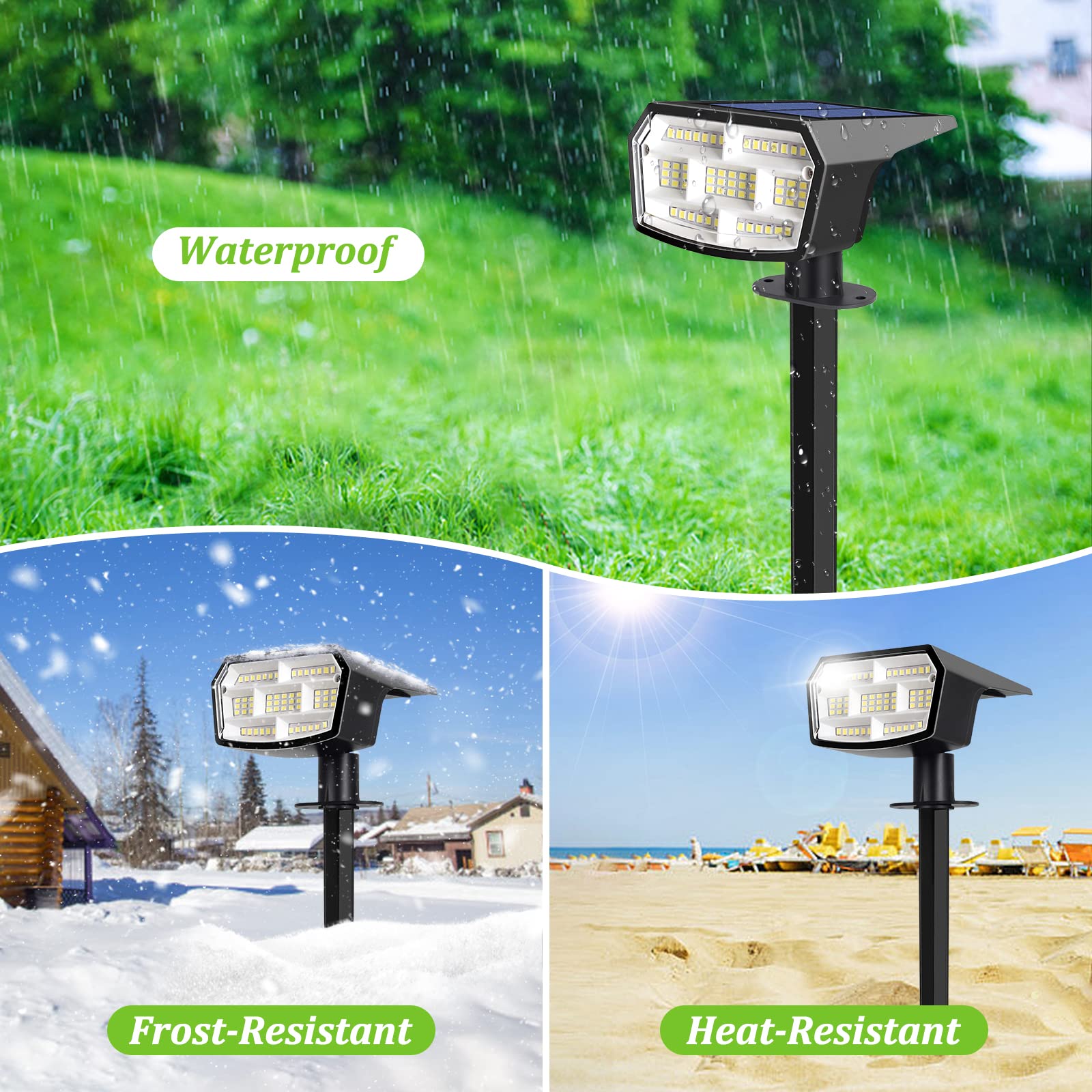 Sucolite 6-Pack Solar Spot Lights Outdoor, 59 Led Solar Lights Outdoor Waterproof, Outdoor Solar Lights For Yard With 3 Lighting