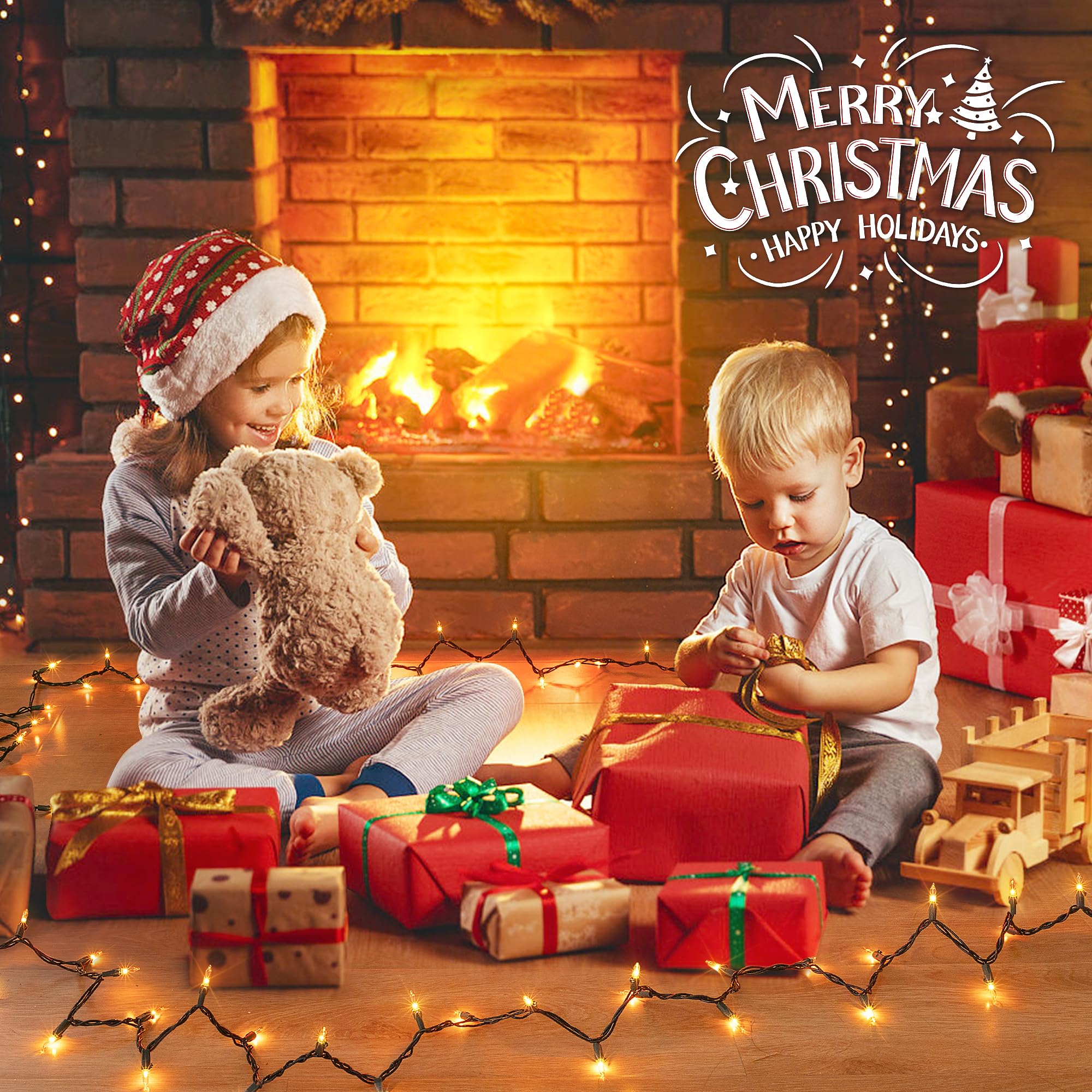 Youngar Christmas Lights, Clear Outdoor Lights,2 Pack 23Ft 100 Green Wire Lights Connectable Incandescent Mini Light,Ul Approved