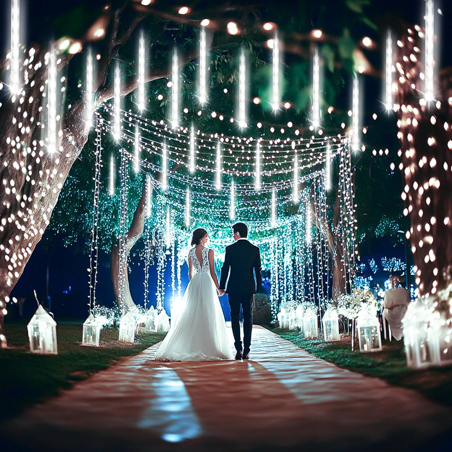 Aokudoni Christmas Lights Outdoor, 24 Tubes Meteor Shower Lights (Equivalent To 3 Sets Of 8-Tubes), Waterproof Outside Christmas