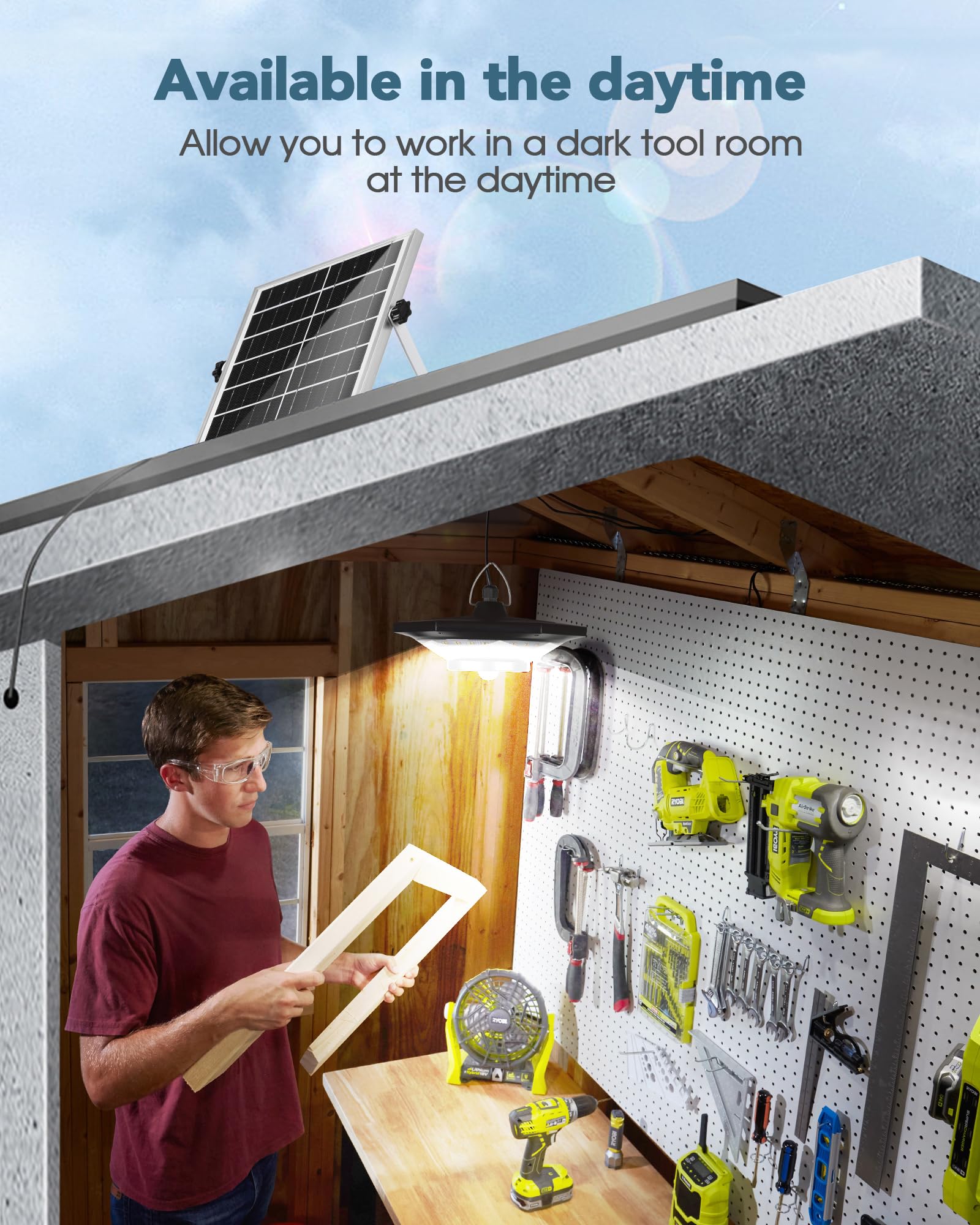 Fabstyl 4000Lm Dimmable Motion Sensor Solar Lights, Double-Headed, Ip65 Waterproof For Outdoor Security