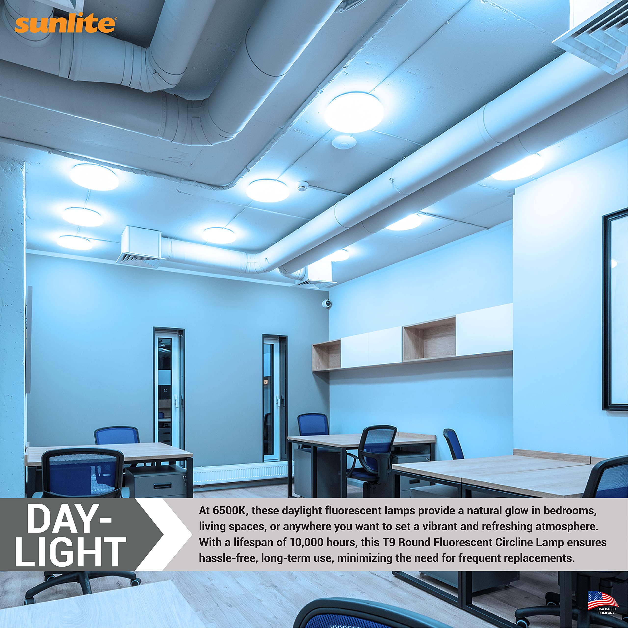 Sunlite FC16T9/DL 40W Circline Fluorescent Lamp, 2600 Lumens, 6500K Daylight, G10Q 4-Pin Base,