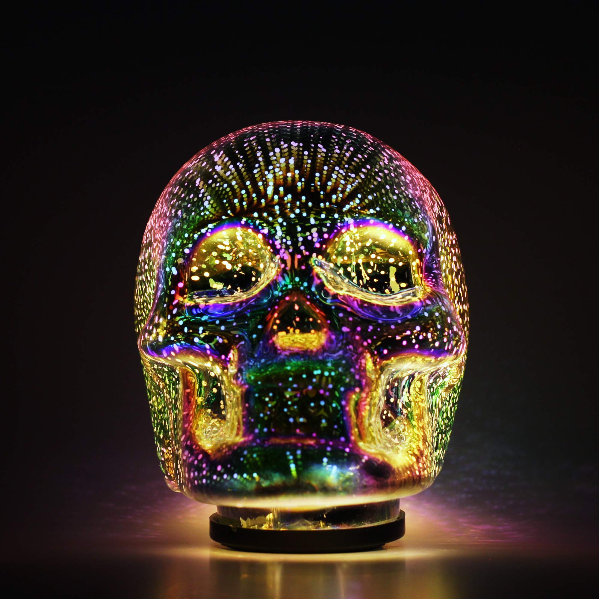 Tradeopia LED Skull Table Lamp - Multicolor, Requires 3 AAA Batteries, Ideal for Room & Desk Decor, Halloween Accent