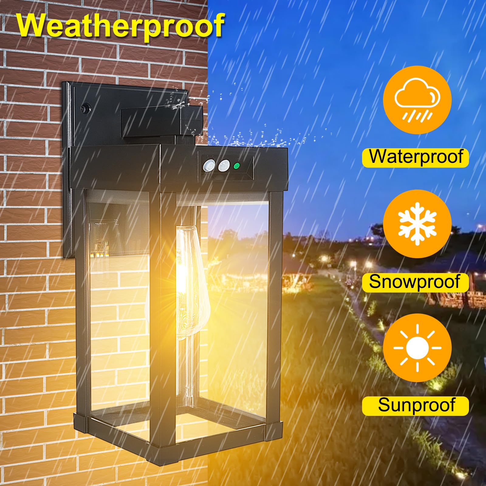 Kuniwa Solar Wall Lights Outdoor, Solar Sconce Lights With 3 Lighting Modes, Dusk To Dawn Exterior Porch Light Fixtures, Wall Mo