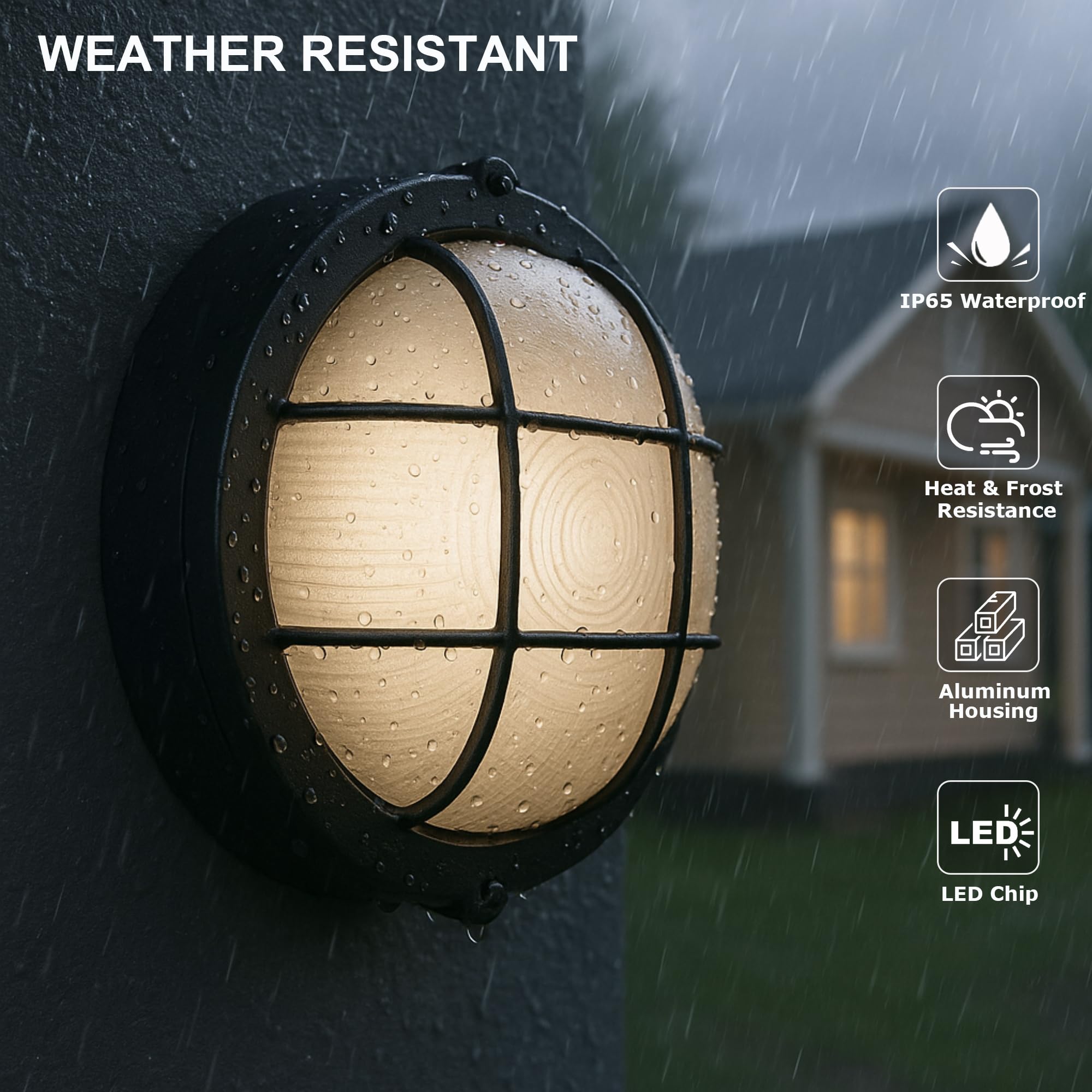 Gruenlich 8 Round Led Bulkhead Light Fixture  Outdoor Wall Lights Dimmable  Sauna & Exterior Lighting  Etl Rated  15W 1500 Lumen  3000K Warm White  Black Cast Aluminum  Wall/Ceiling Mount  1 Pack
