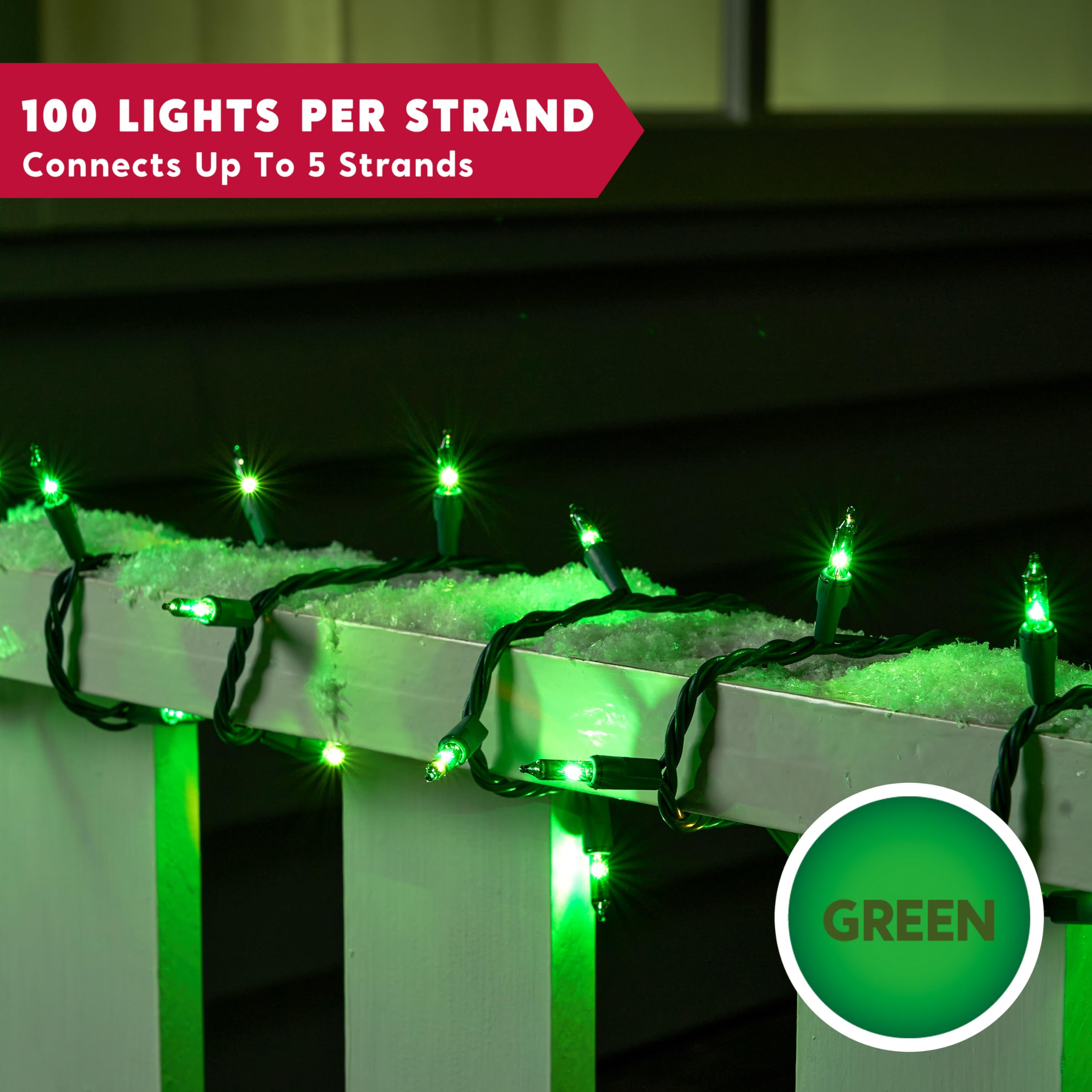 Joiedomi Green Christmas String Lights 100 Count 22.3Ft Christmas Fairy Tree Lights Plug In For Indoor Outdoor Xmas Decorations Patio Holiday Theme Party Yard House Green Wire