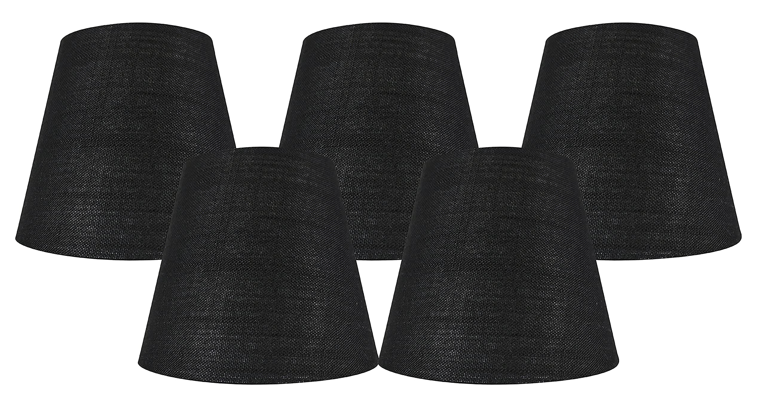 MERIVILLE Clip On Chandelier Lamp Shades Set of 5, Black Linen, 4-inch x 6-inch x 5-inch
